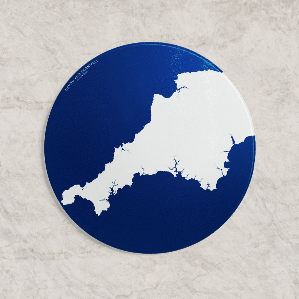 Devon and Cornwall Map Chopping Board - Devon Map, Cornwall Map Art, Worktop Saver, SW Coast, Salcombe Map, Falmouth Map, St Ives Map