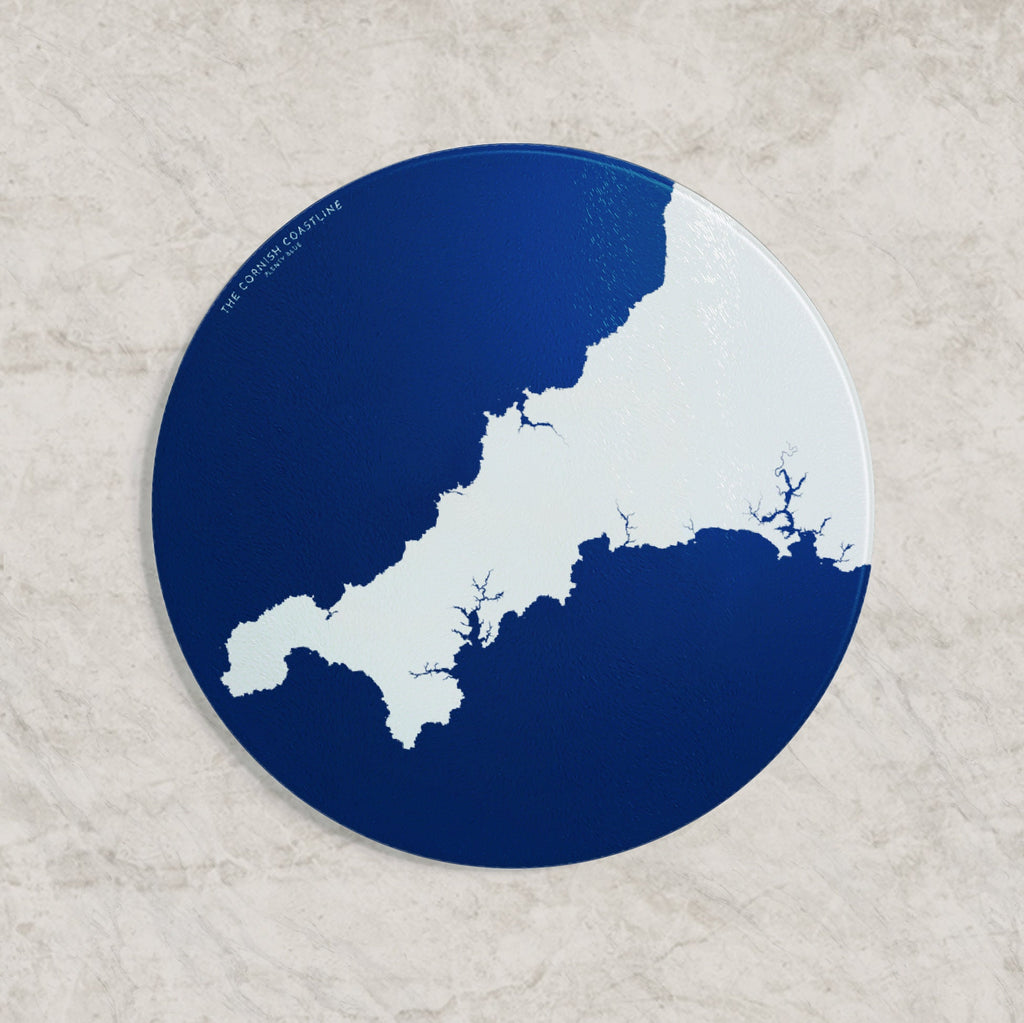 Cornwall Map Chopping Board - Cornwall Map Art, Cornwall Gift, Cornish Gift, Worktop Saver, Coastal home, Falmouth Map Art, St Ives Art