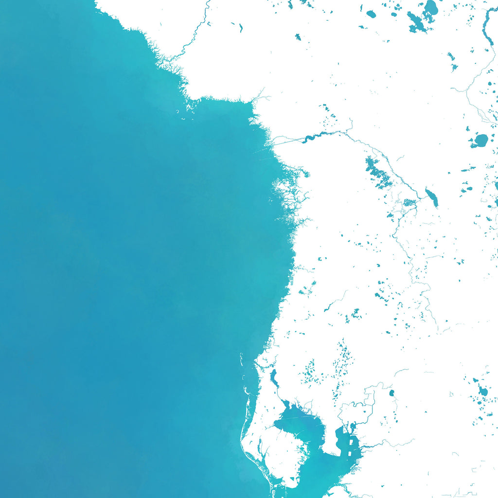 Florida Map Art - Map of Florida Coast and Rivers