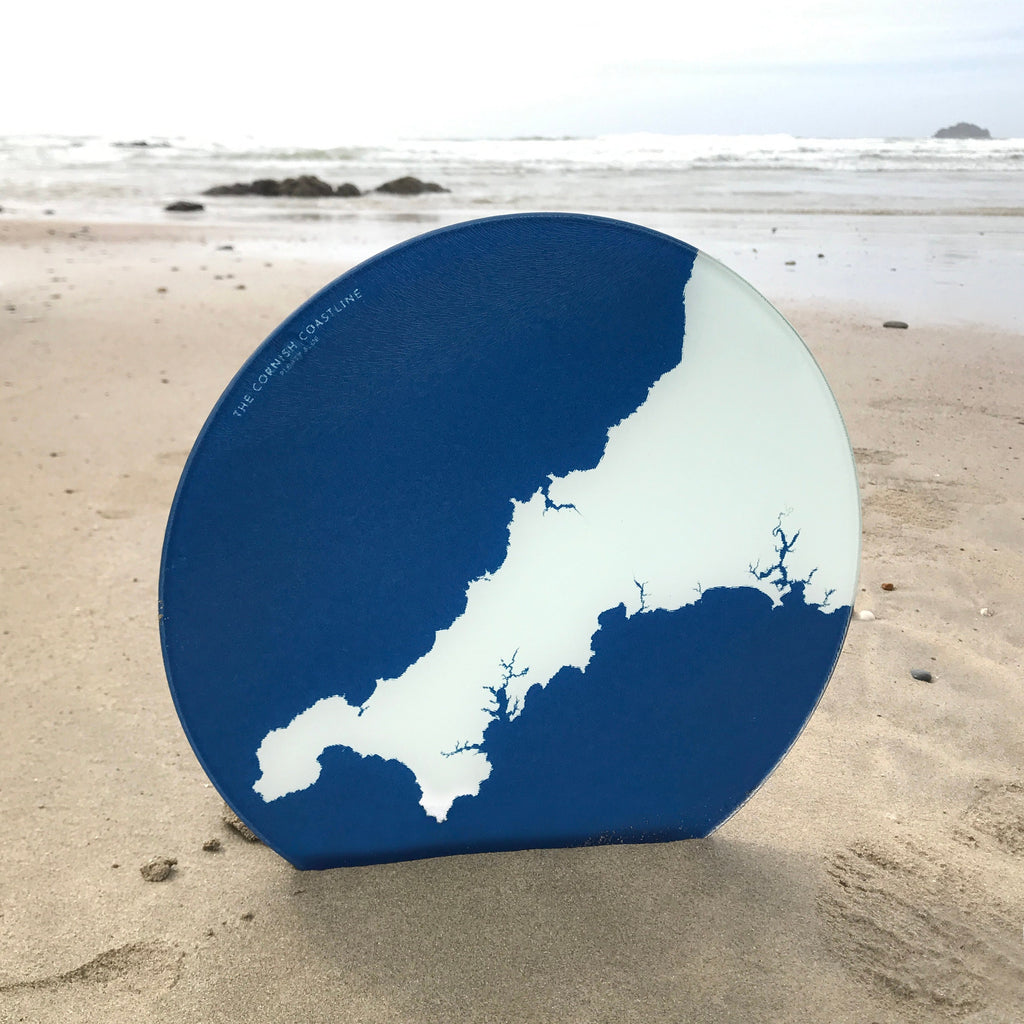 Cornwall Map Chopping Board - Cornwall Map Art, Cornwall Gift, Cornish Gift, Worktop Saver, Coastal home, Falmouth Map Art, St Ives Art