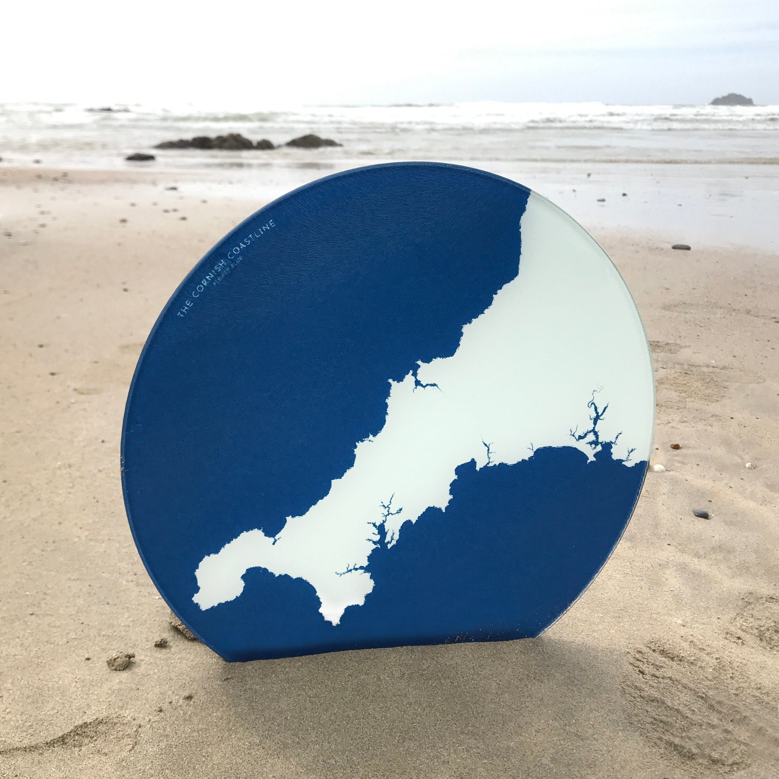 Cornwall Map Chopping Board - Cornwall Map Art, Cornwall Gift, Cornish Gift, Worktop Saver, Coastal home, Falmouth Map Art, St Ives Art