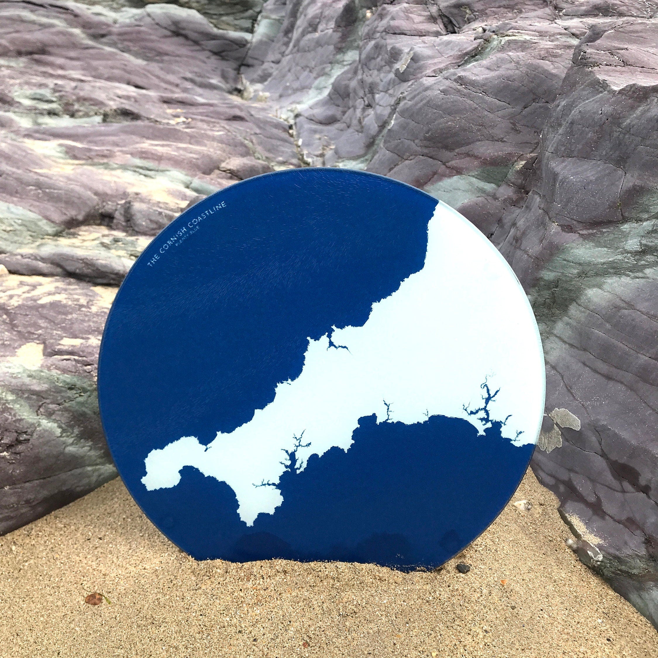 Cornwall Map Chopping Board - Cornwall Map Art, Cornwall Gift, Cornish Gift, Worktop Saver, Coastal home, Falmouth Map Art, St Ives Art