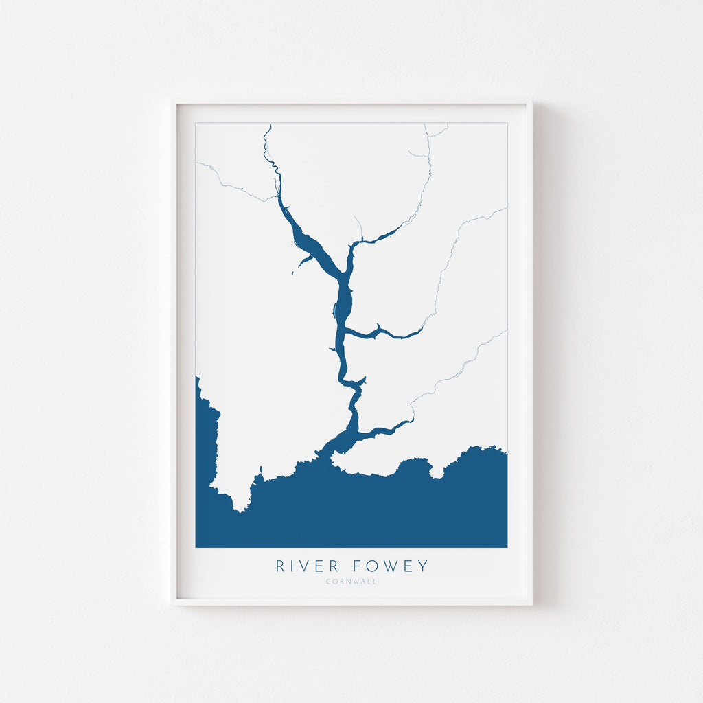 River Fowey Print - Fowey Map Poster, Polruan Art, Cornwall Map, Cornish Coast Print, Nautical Home Decor