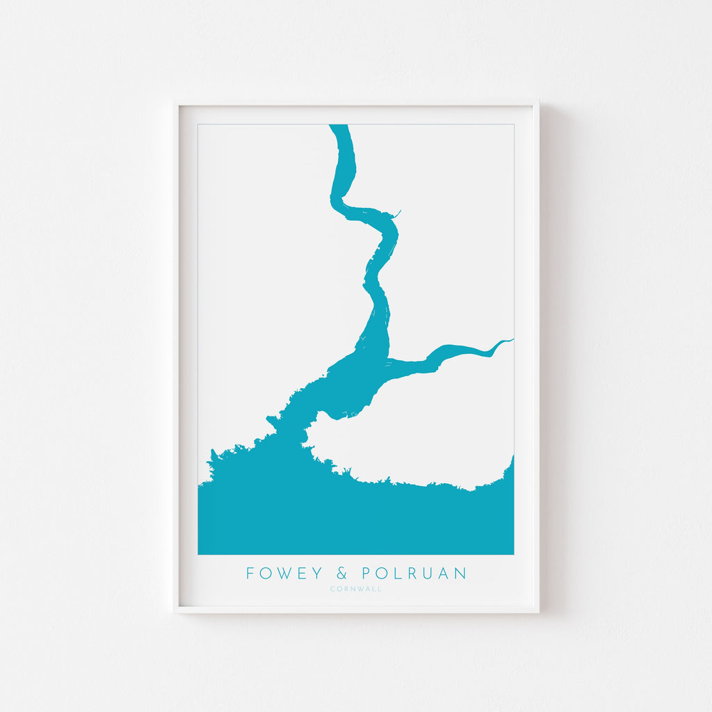 Fowey Print - Polruan Map Poster, River Fowey Art, Cornwall Map, Cornish Coast Print, Nautical Home Decor