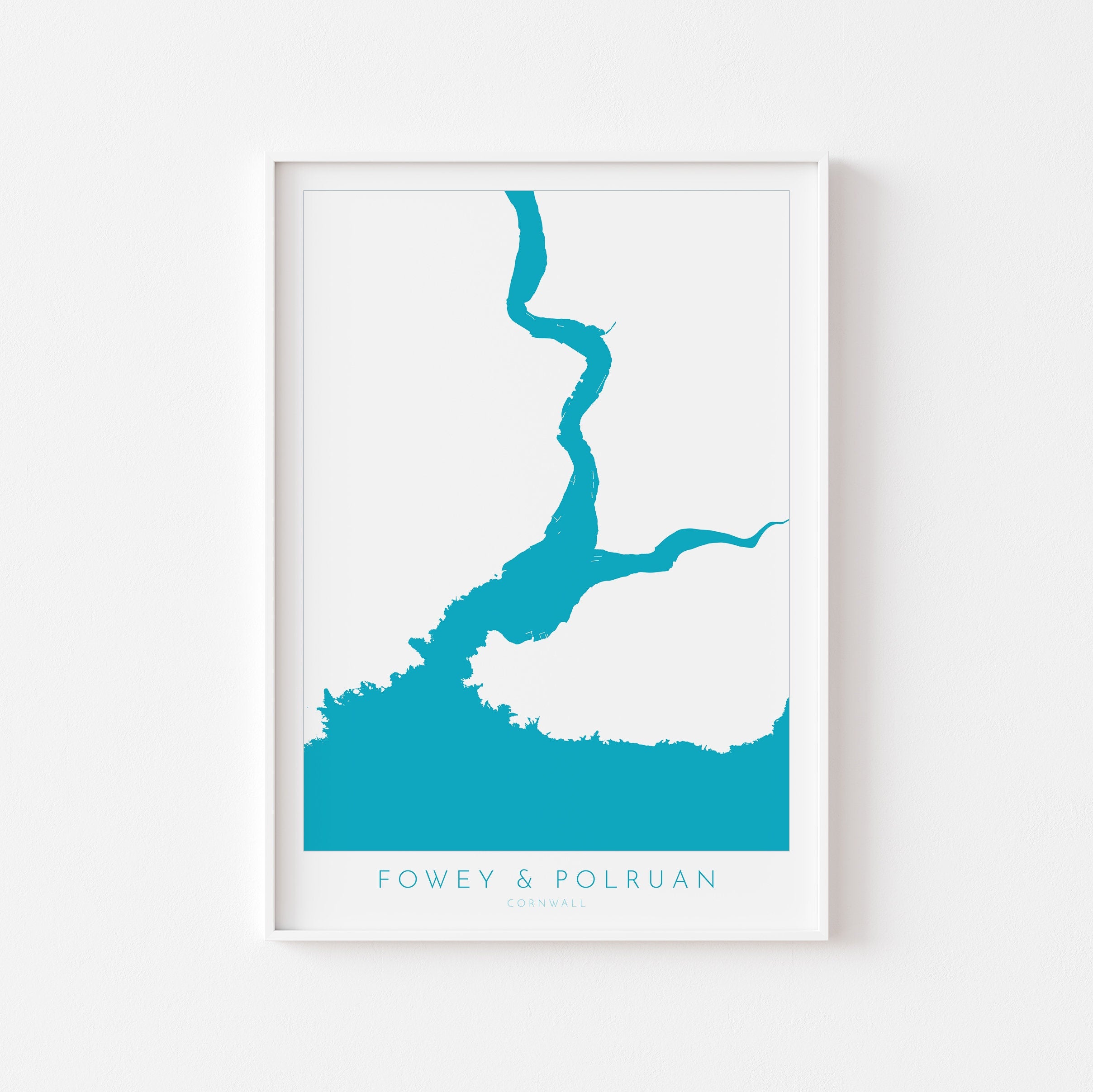 Fowey Print - Polruan Map Poster, River Fowey Art, Cornwall Map, Cornish Coast Print, Nautical Home Decor