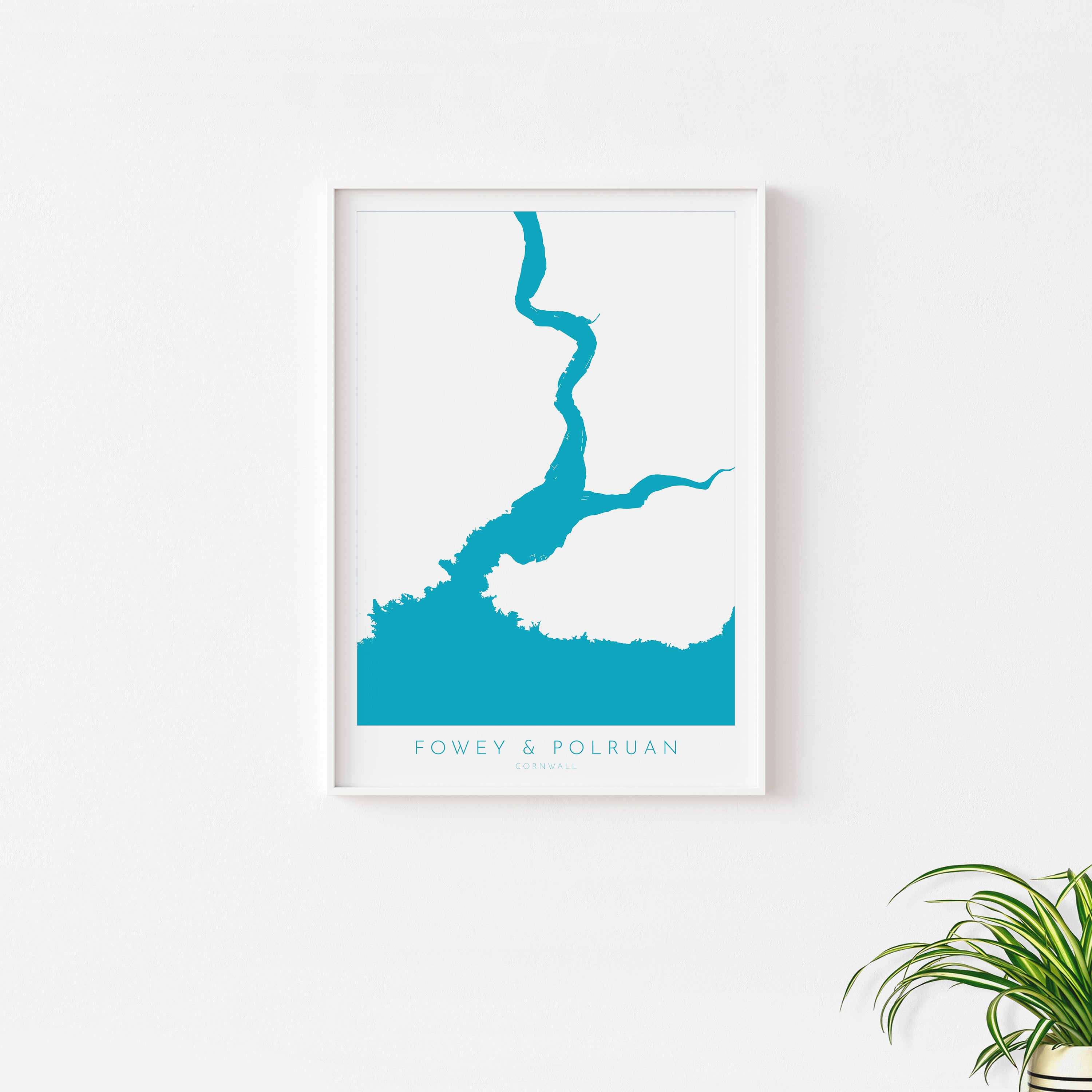 Fowey Print - Polruan Map Poster, River Fowey Art, Cornwall Map, Cornish Coast Print, Nautical Home Decor