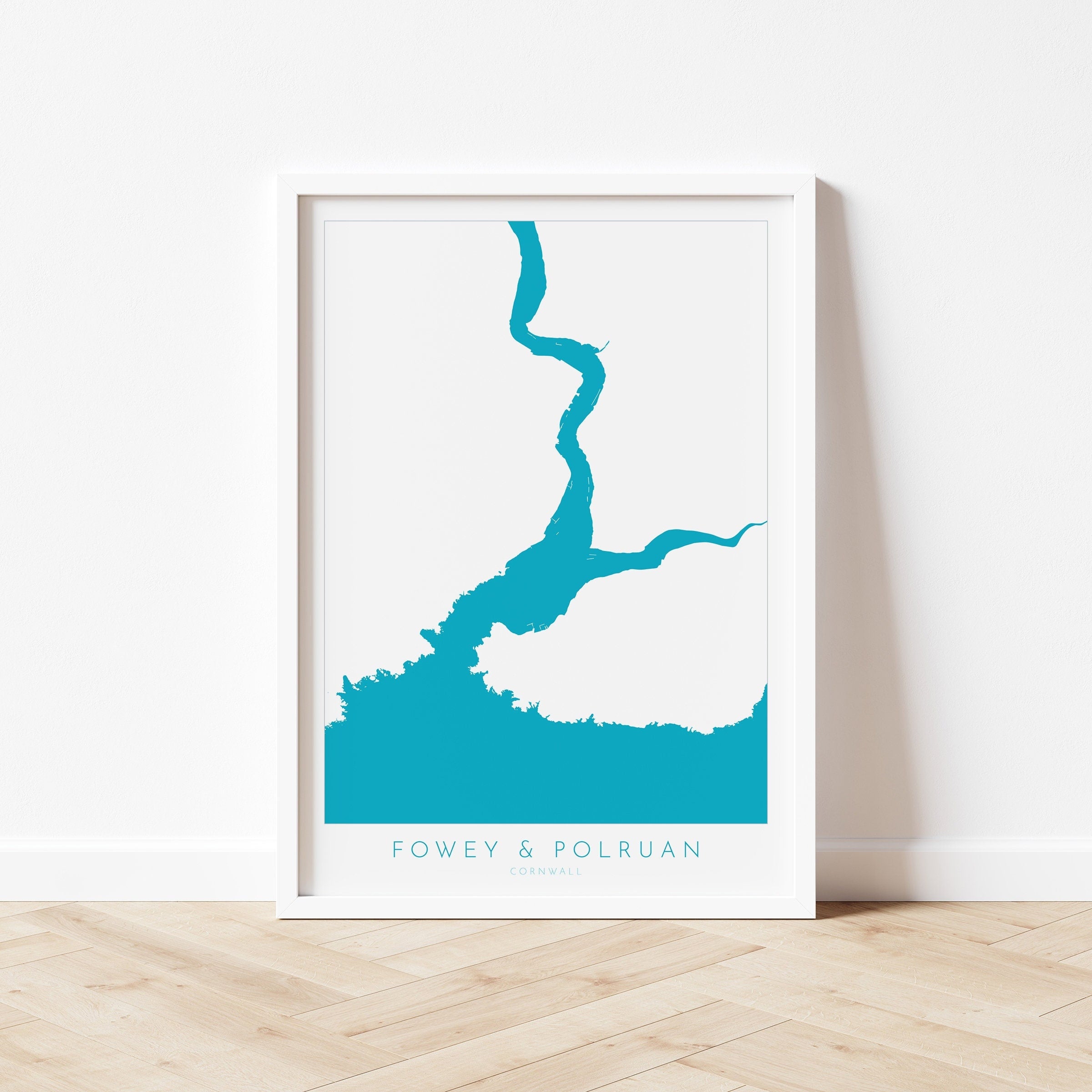 Fowey Print - Polruan Map Poster, River Fowey Art, Cornwall Map, Cornish Coast Print, Nautical Home Decor