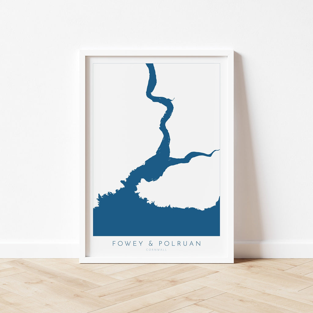 Fowey Print - Polruan Map Poster, River Fowey Art, Cornwall Map, Cornish Coast Print, Nautical Home Decor