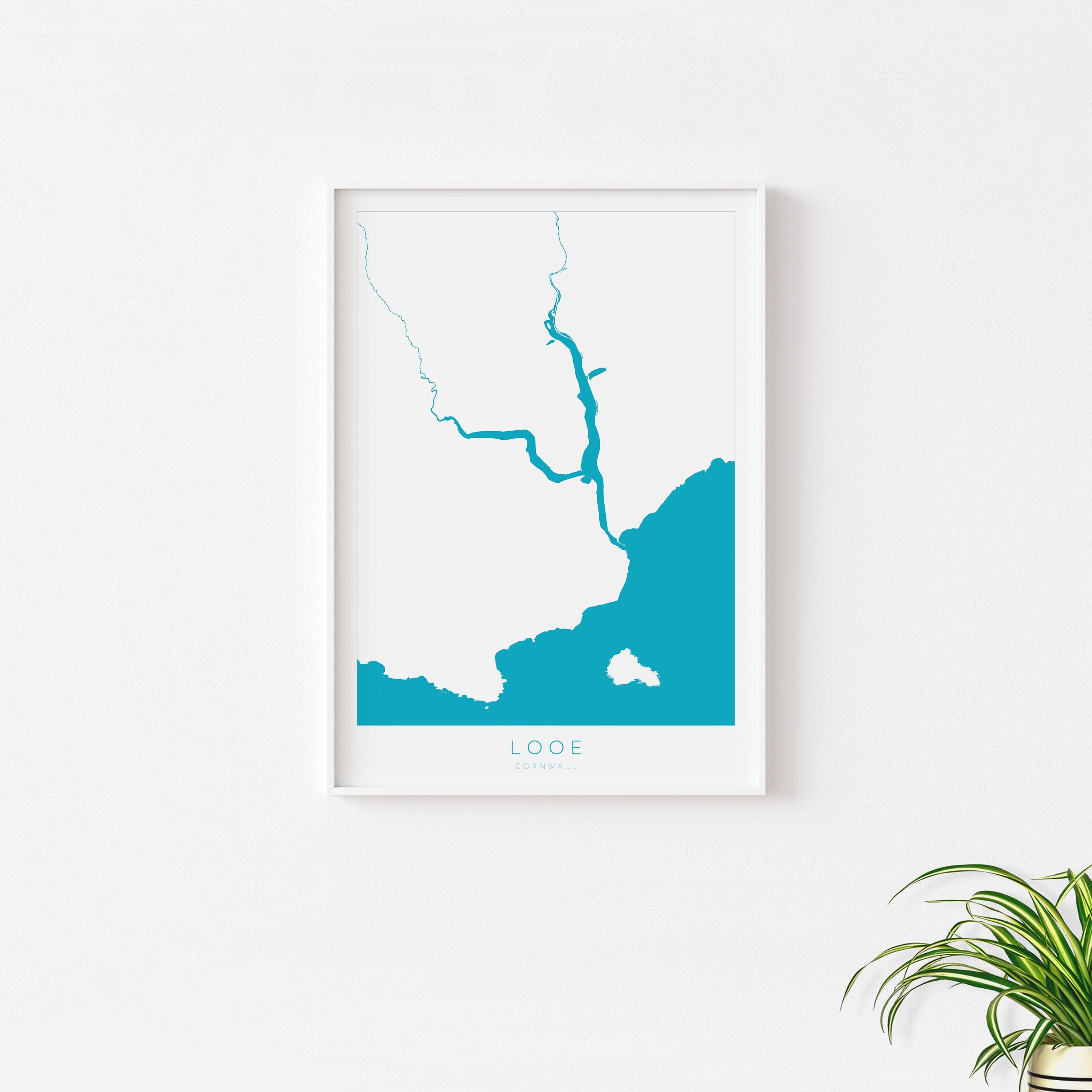 Looe Print - Cornwall Map, Looe Travel Poster, Looe River, South Cornwall, Cornish Coast Print, Nautical Home Decor