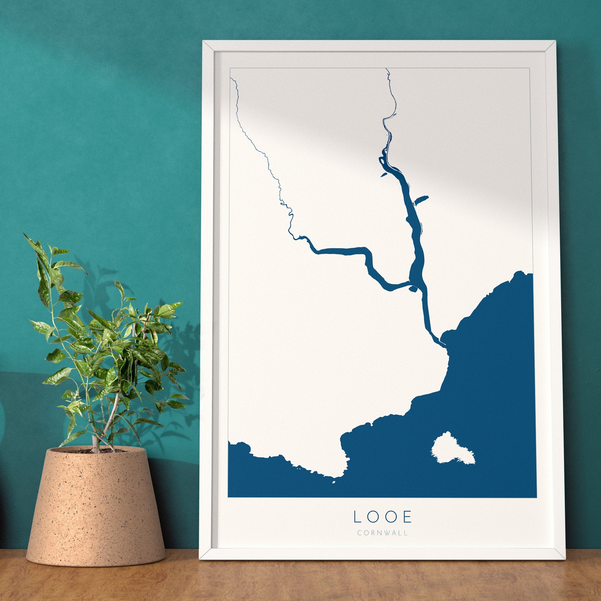 Looe Print - Cornwall Map, Looe Travel Poster, Looe River, South Cornwall, Cornish Coast Print, Nautical Home Decor