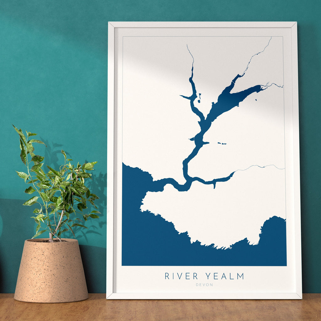 River Yealm Print - Devon Map, Newton Ferrers Poster, Noss Mayo Art, Devon Coast Print, South Devon, Nautical Home Decor