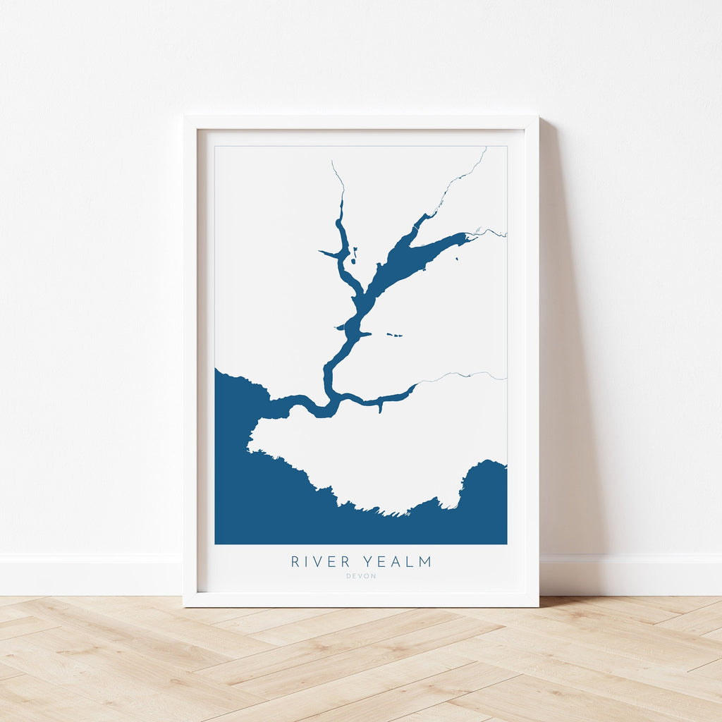 River Yealm Print - Devon Map, Newton Ferrers Poster, Noss Mayo Art, Devon Coast Print, South Devon, Nautical Home Decor
