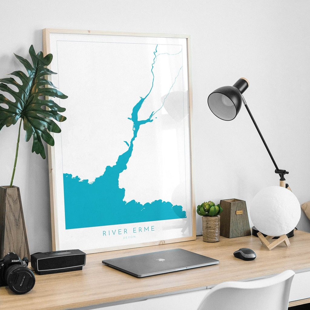 River Erme Print - Mothecombe Art, Devon Map, Mothecombe Beach Poster, Devon Coast Print, South Devon, Nautical Home Decor