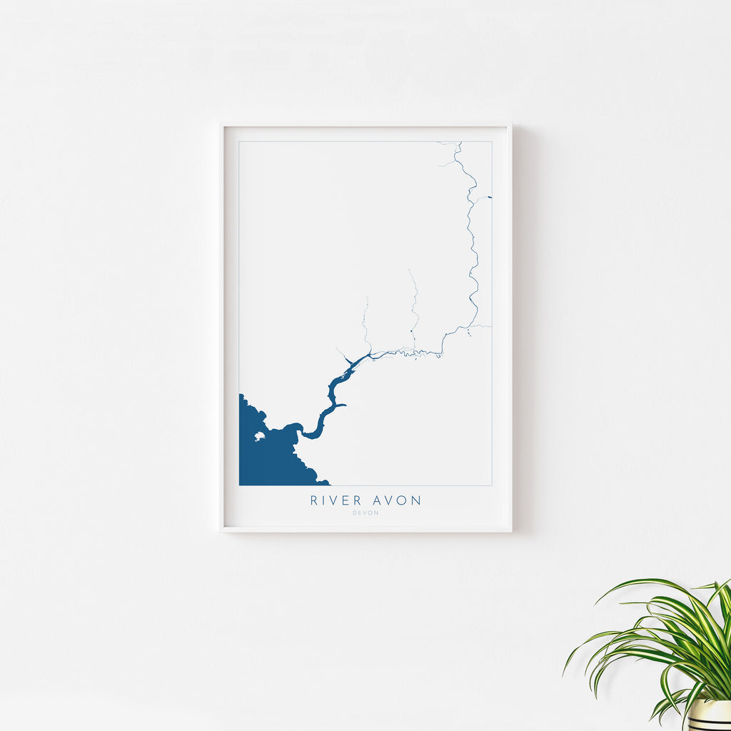River Avon Print - Bigbury-On-Sea Art, Devon Map, Burgh Island Poster, Bantham Beach, Devon Coast Print, South Devon