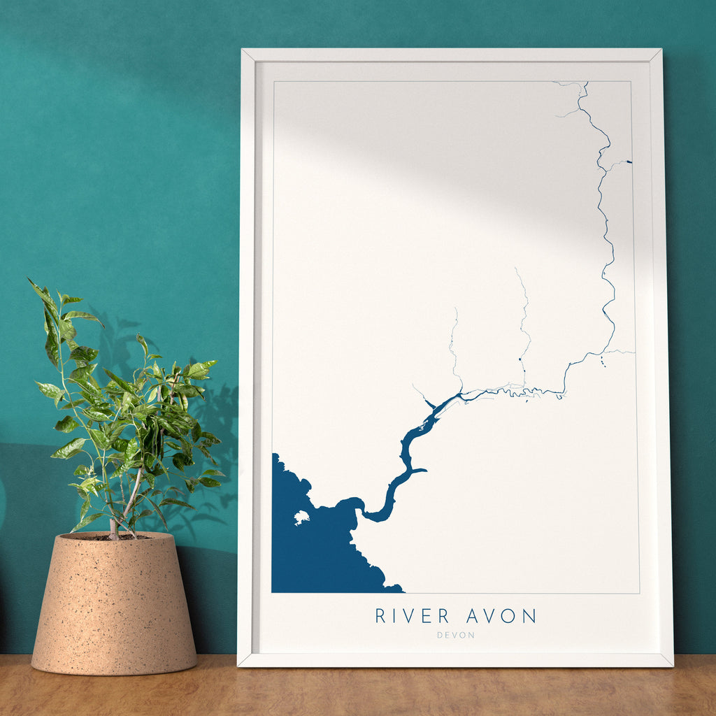 River Avon Print - Bigbury-On-Sea Art, Devon Map, Burgh Island Poster, Bantham Beach, Devon Coast Print, South Devon