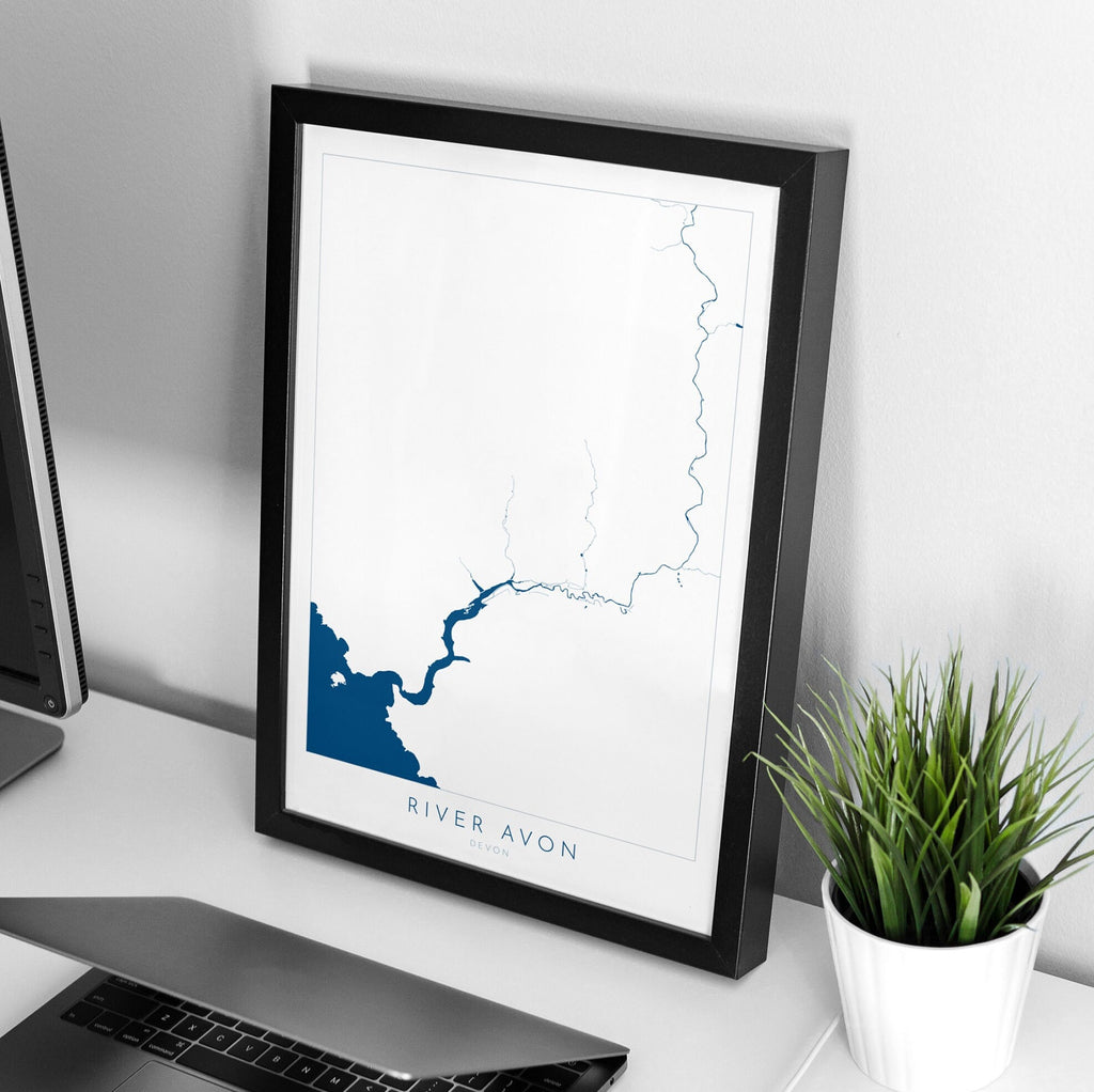 River Avon Print - Bigbury-On-Sea Art, Devon Map, Burgh Island Poster, Bantham Beach, Devon Coast Print, South Devon
