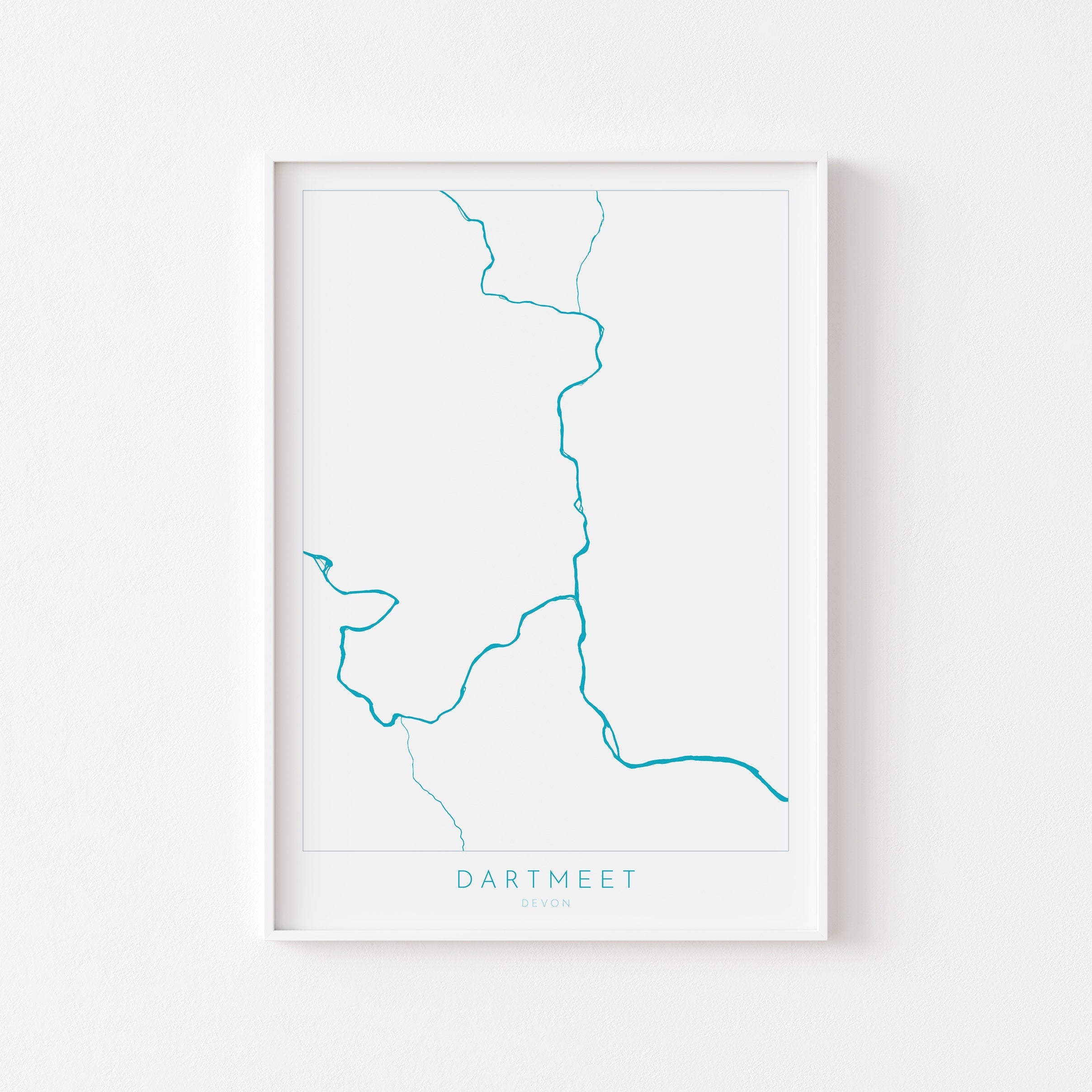 Dartmeet Print - Dartmoor Map, Devon Art, River Dart Poster, National Park Poster, Dartmoor walking, Devon Print