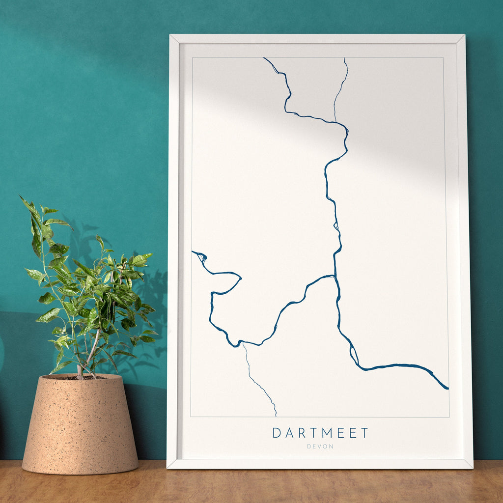 Dartmeet Print - Dartmoor Map, Devon Art, River Dart Poster, National Park Poster, Dartmoor walking, Devon Print