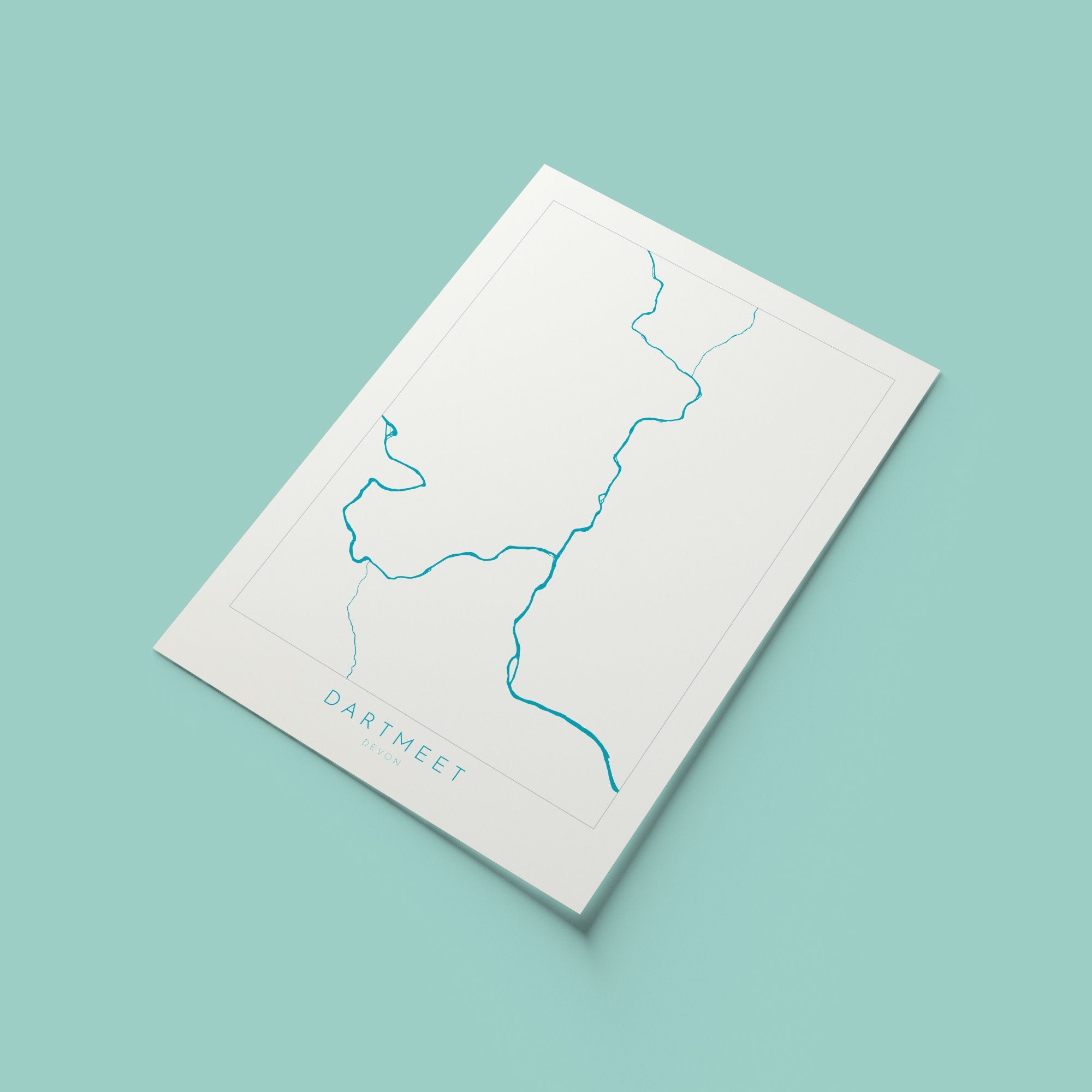 Dartmeet Print - Dartmoor Map, Devon Art, River Dart Poster, National Park Poster, Dartmoor walking, Devon Print