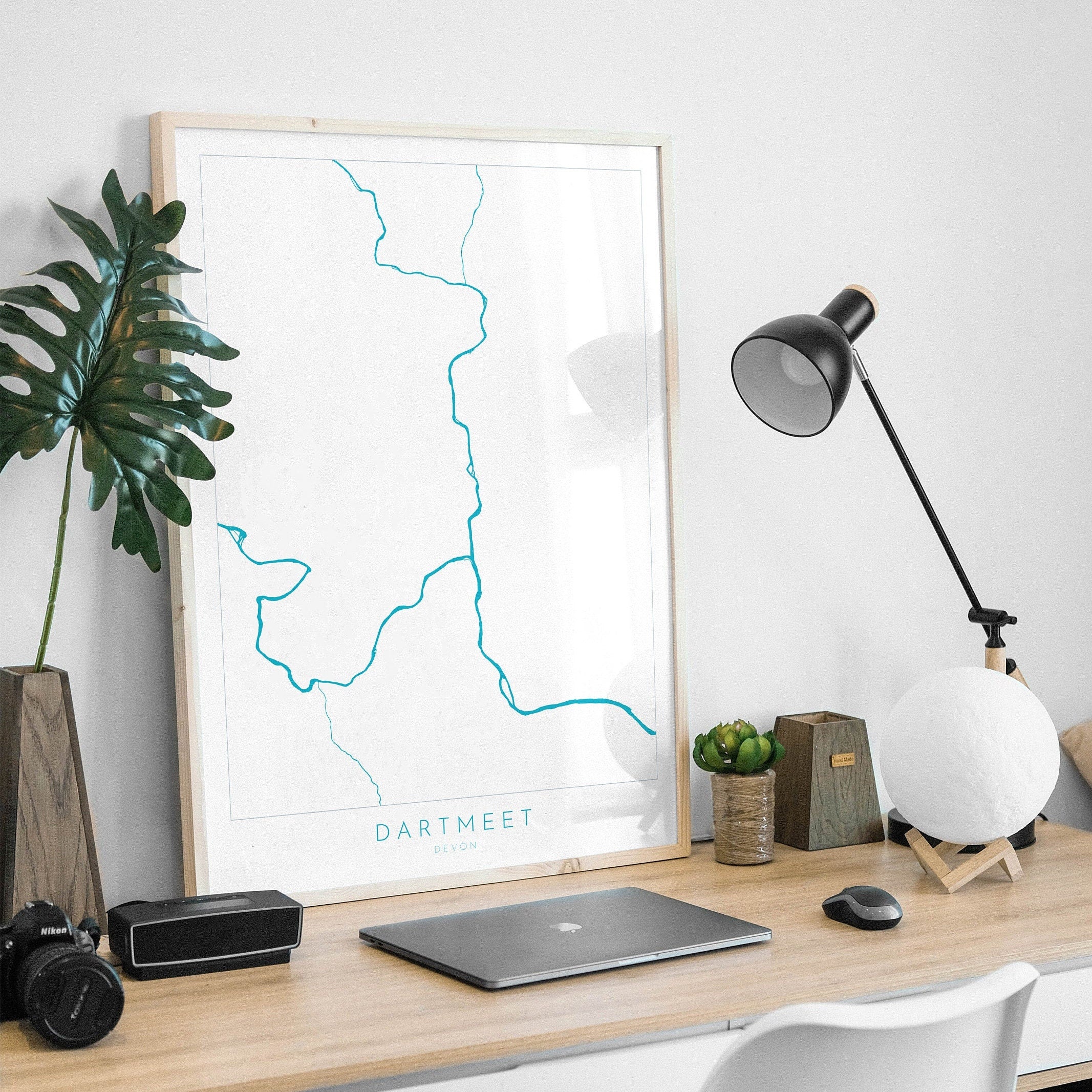 Dartmeet Print - Dartmoor Map, Devon Art, River Dart Poster, National Park Poster, Dartmoor walking, Devon Print