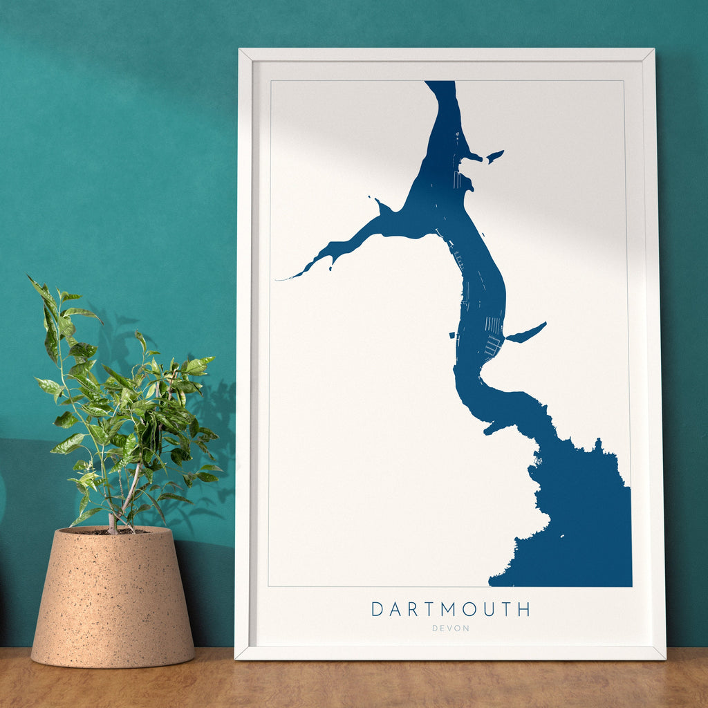 Dartmouth Print - River Dart Map, Devon Art, South West Coast, Dartmouth Travel Print, Kingswear Poster, South Devon Print, UK