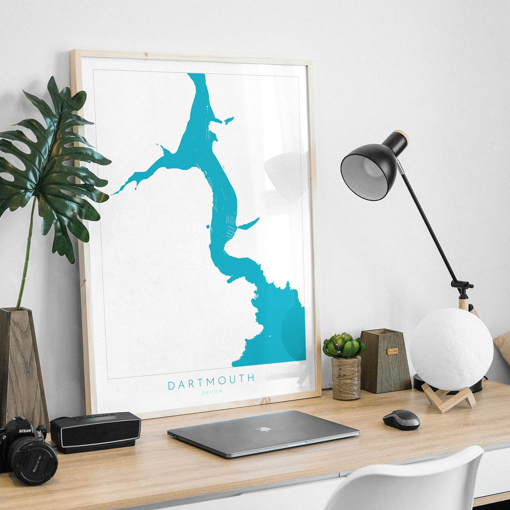 Dartmouth Print - River Dart Map, Devon Art, South West Coast, Dartmouth Travel Print, Kingswear Poster, South Devon Print, UK