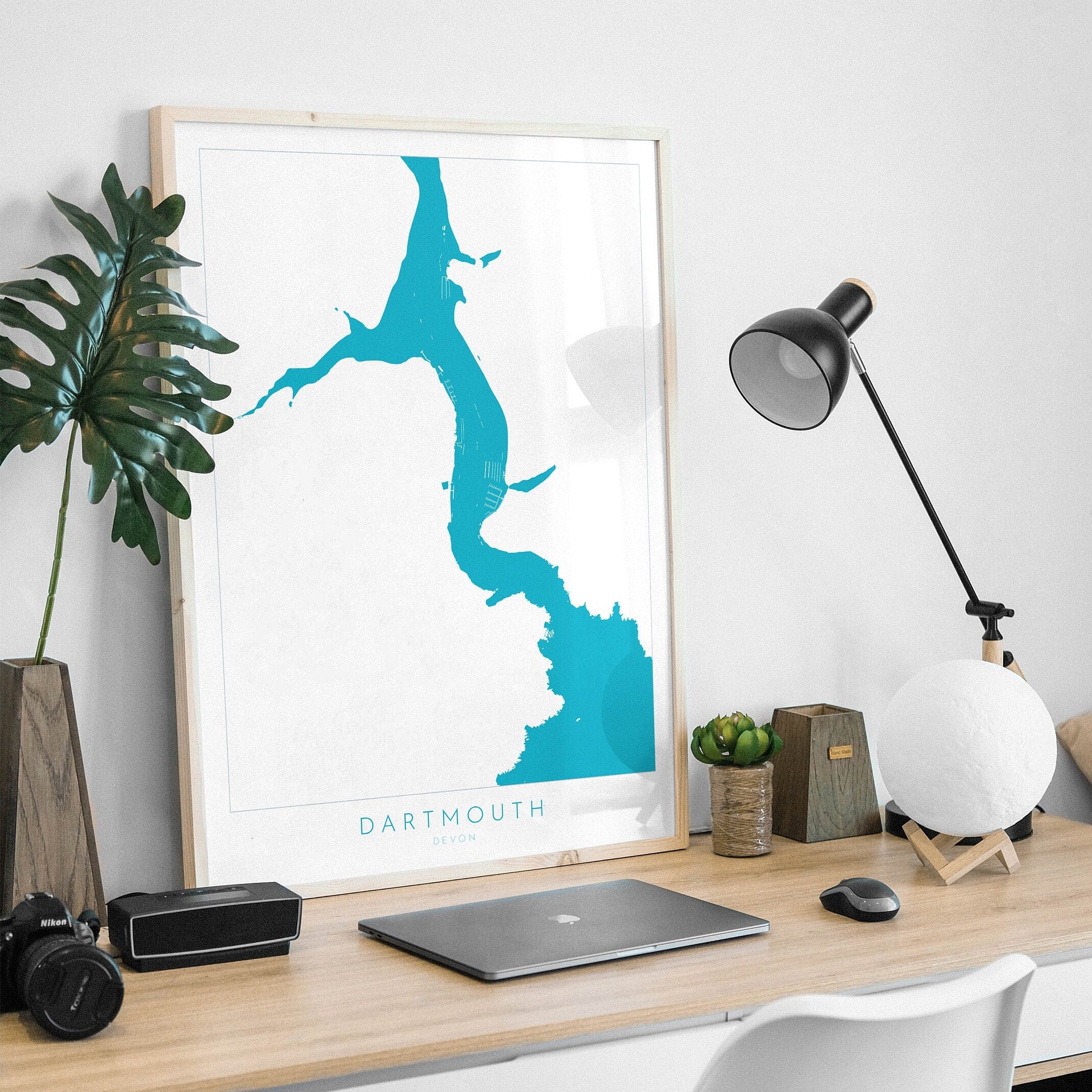 Dartmouth Print - River Dart Map, Devon Art, South West Coast, Dartmouth Travel Print, Kingswear Poster, South Devon Print, UK