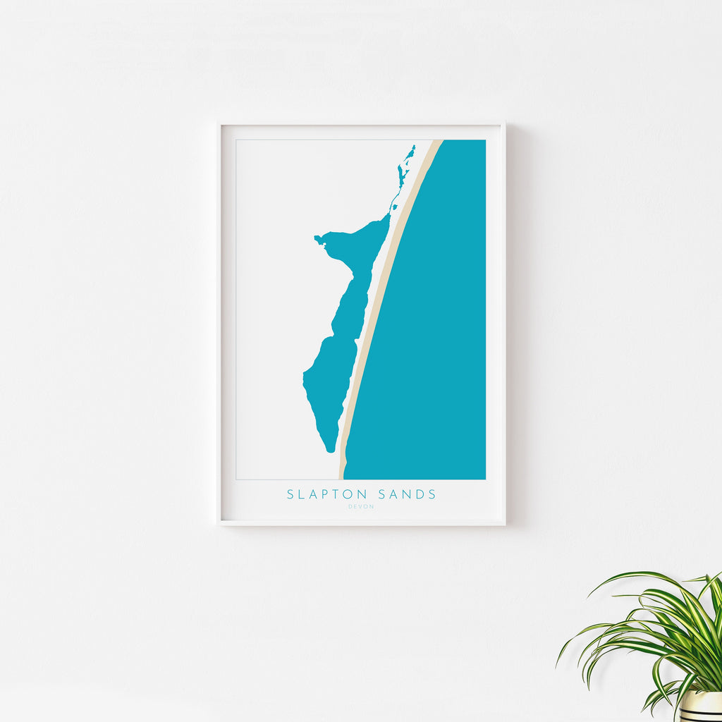 Slapton Sands Print - Devon Map, Slapton Ley Poster, Torcross Beach, Slapton Beach Travel Poster, South West Coast, South Hams