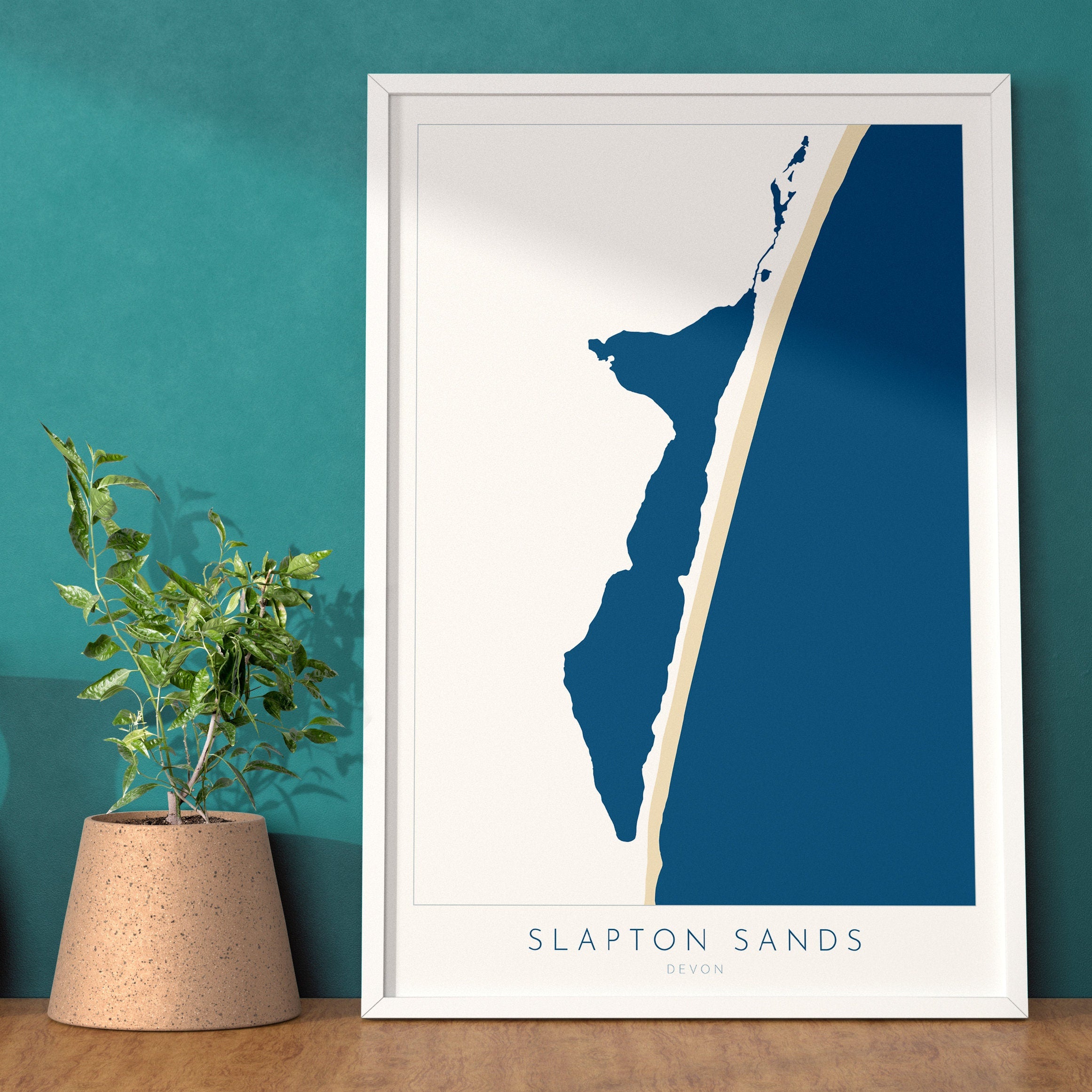 Slapton Sands Print - Devon Map, Slapton Ley Poster, Torcross Beach, Slapton Beach Travel Poster, South West Coast, South Hams