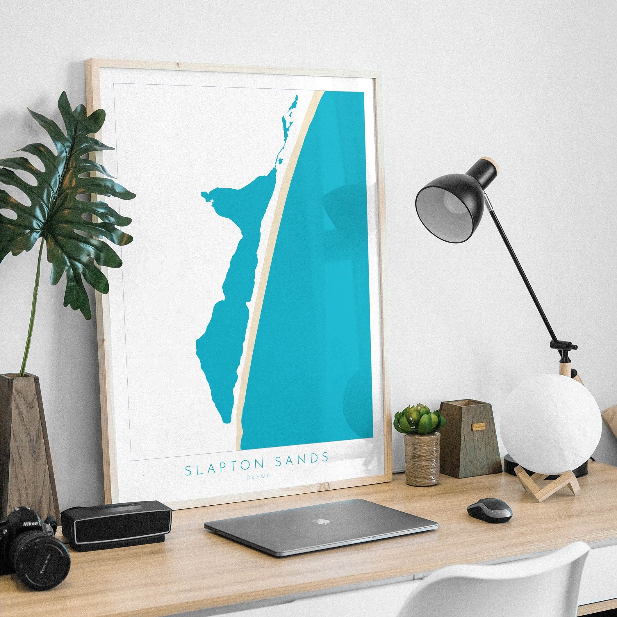 Slapton Sands Print - Devon Map, Slapton Ley Poster, Torcross Beach, Slapton Beach Travel Poster, South West Coast, South Hams