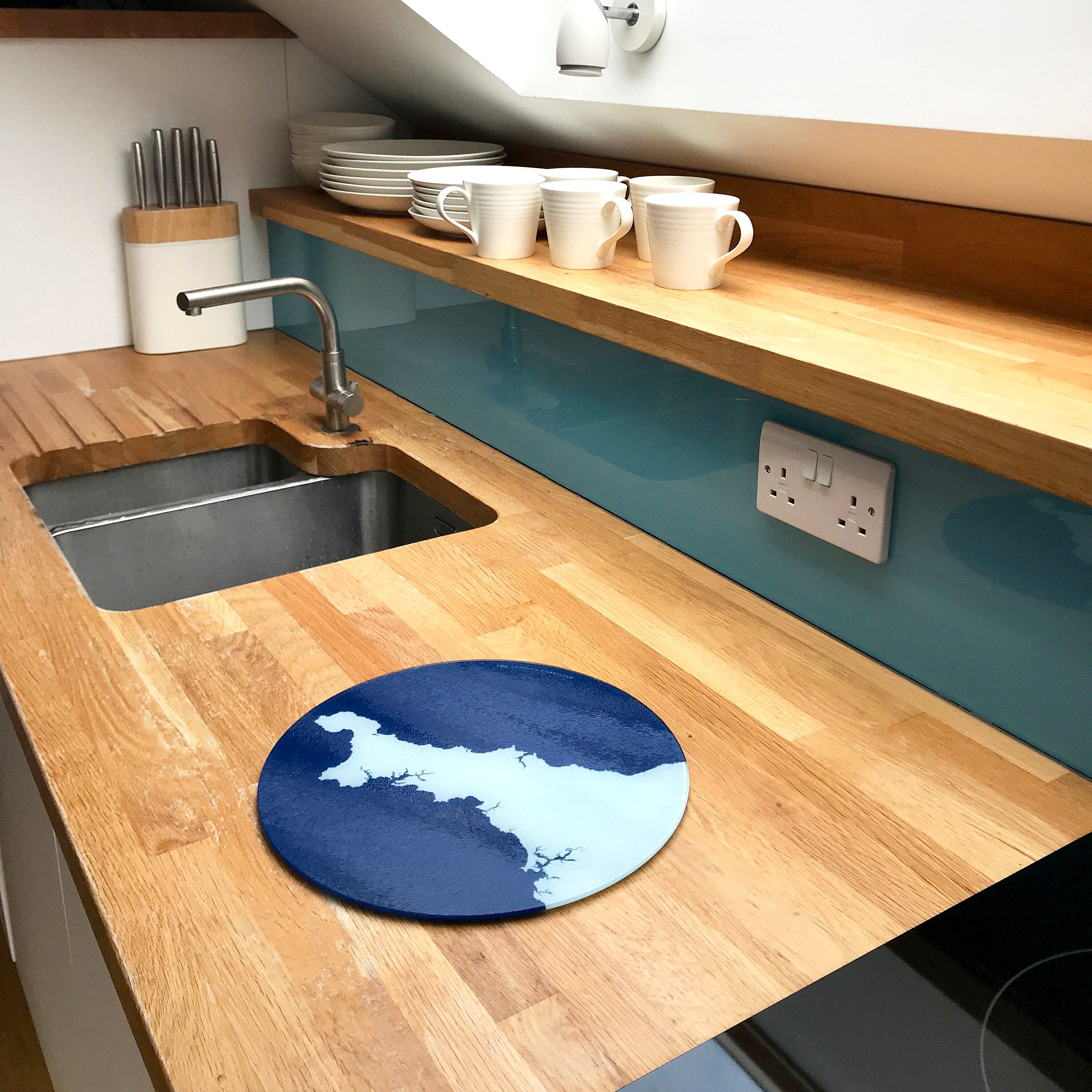 Cornwall Map Chopping Board - Cornwall Map Art, Cornwall Gift, Cornish Gift, Worktop Saver, Coastal home, Falmouth Map Art, St Ives Art