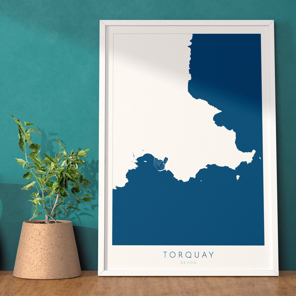 Torquay Print - Devon Map, Torbay Poster, English Riviera Art, Devon Coast, Torquay Travel Print, South Devon