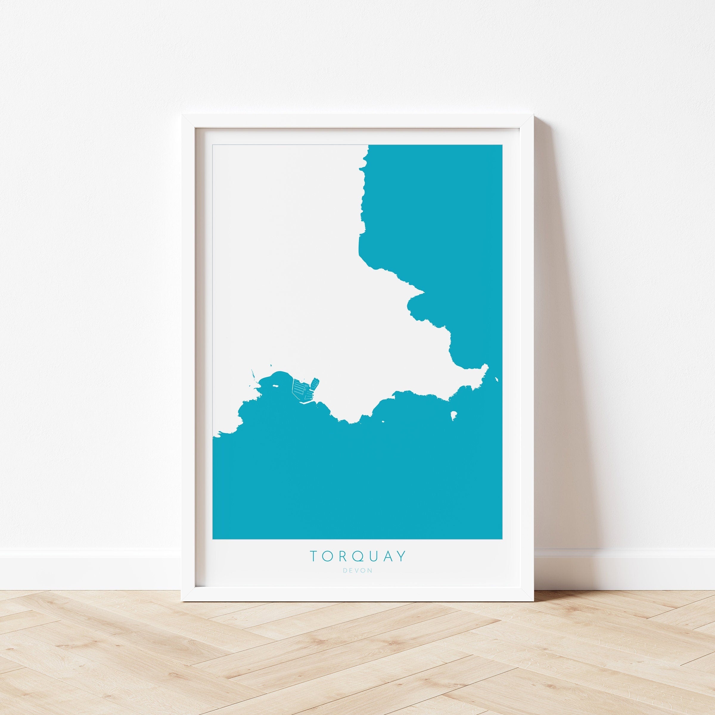 Torquay Print - Devon Map, Torbay Poster, English Riviera Art, Devon Coast, Torquay Travel Print, South Devon