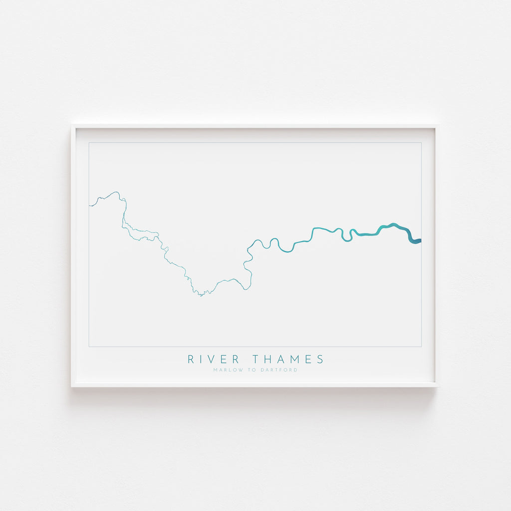 River Thames Print - Marlow to Dartford, Thames Path Art, London Map, The River Thames Print, Richmond, Windsor, Slough, West London
