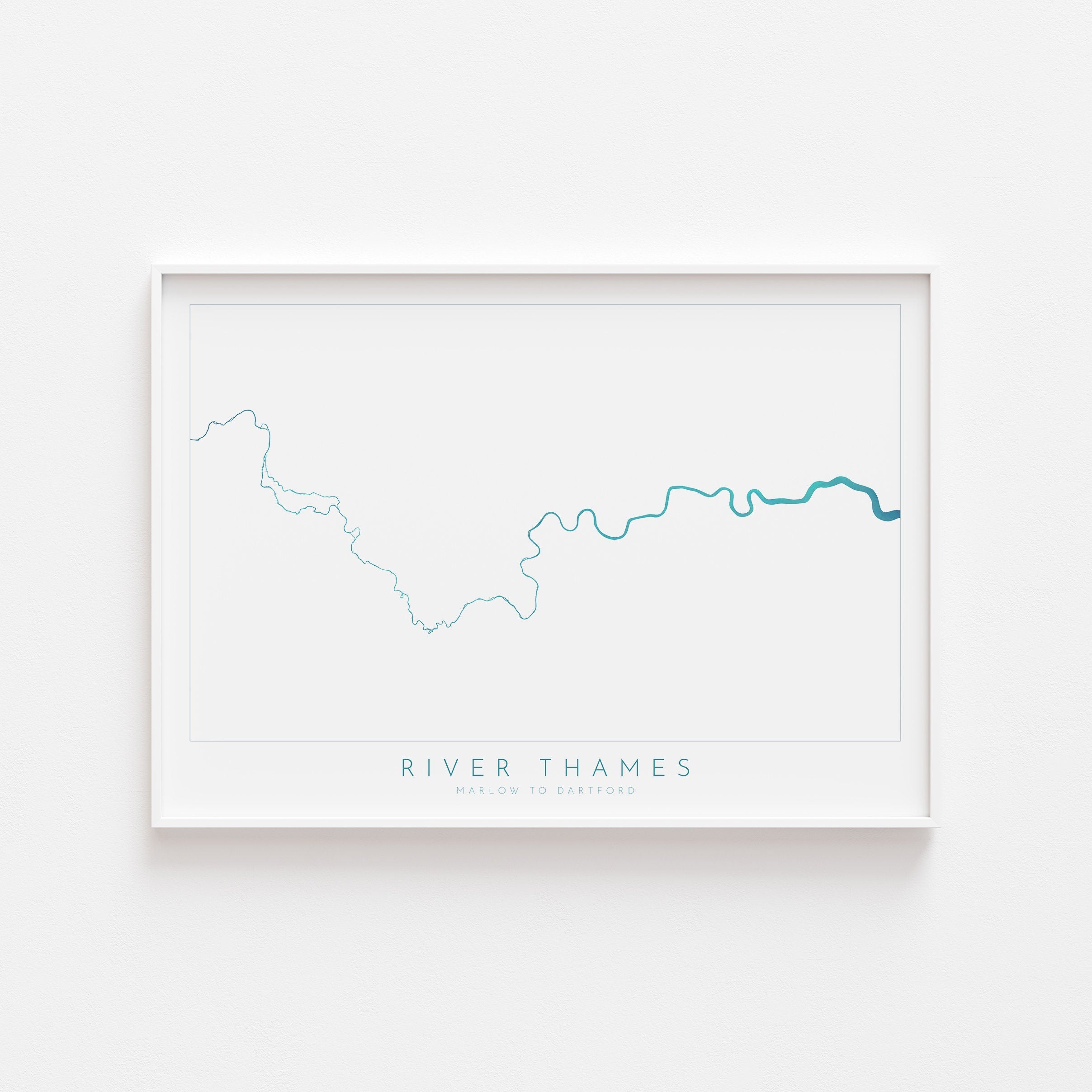 River Thames Print - Marlow to Dartford, Thames Path Art, London Map, The River Thames Print, Richmond, Windsor, Slough, West London