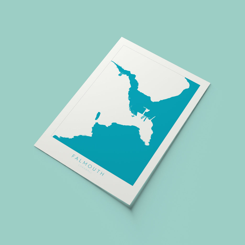 Falmouth Print - Cornwall Map, Falmouth Travel Poster, River Fal, South Cornwall, Cornish Coast Print, Nautical Home Decor