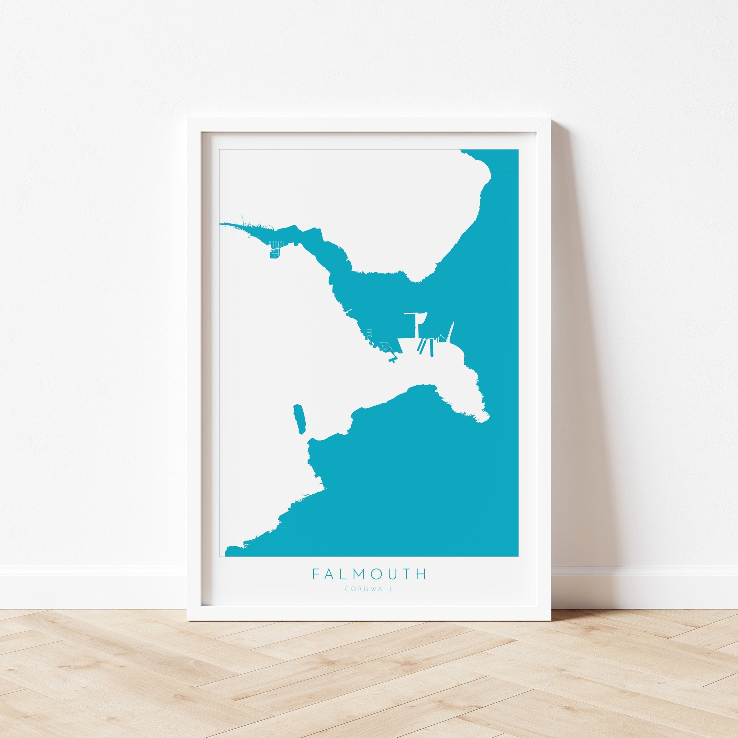 Falmouth Print - Cornwall Map, Falmouth Travel Poster, River Fal, South Cornwall, Cornish Coast Print, Nautical Home Decor