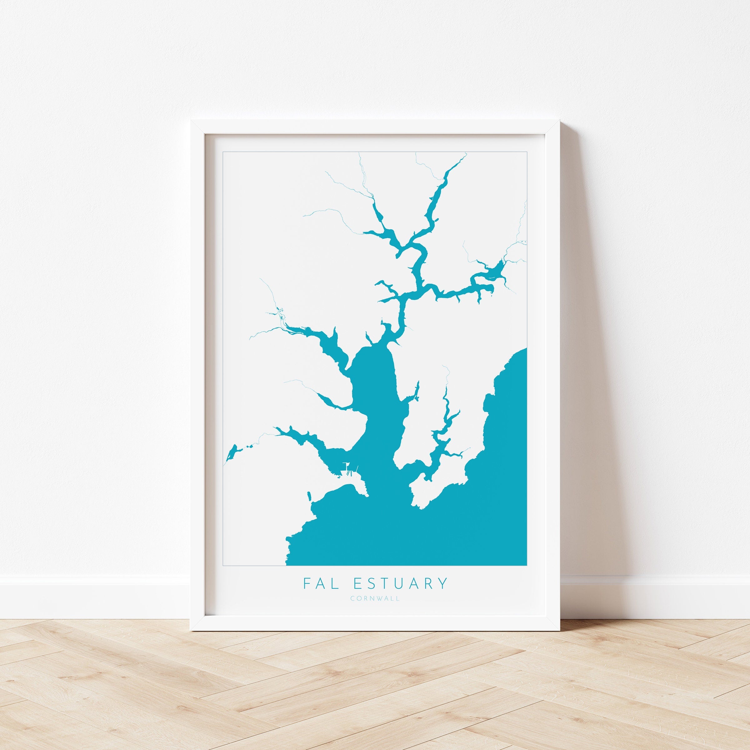 Fal Estuary Print - Cornwall Map, Falmouth Travel Poster, River Fal, South Cornwall, Cornish Coast Print, Nautical Home Decor