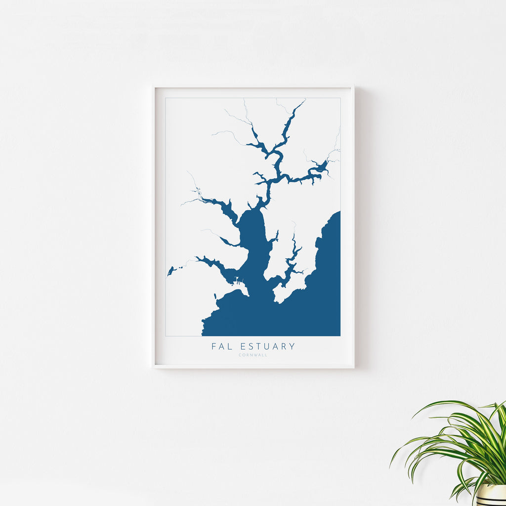 Fal Estuary Print - Cornwall Map, Falmouth Travel Poster, River Fal, South Cornwall, Cornish Coast Print, Nautical Home Decor