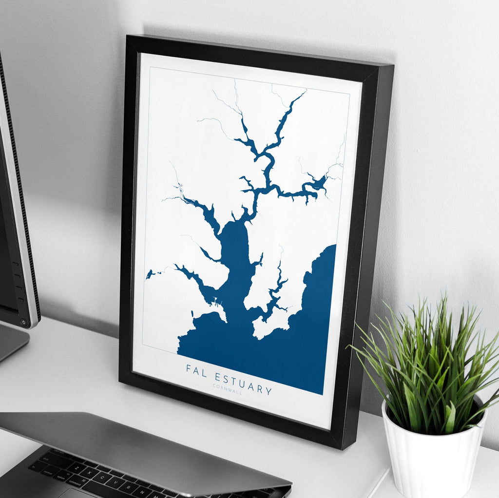 Fal Estuary Print - Cornwall Map, Falmouth Travel Poster, River Fal, South Cornwall, Cornish Coast Print, Nautical Home Decor