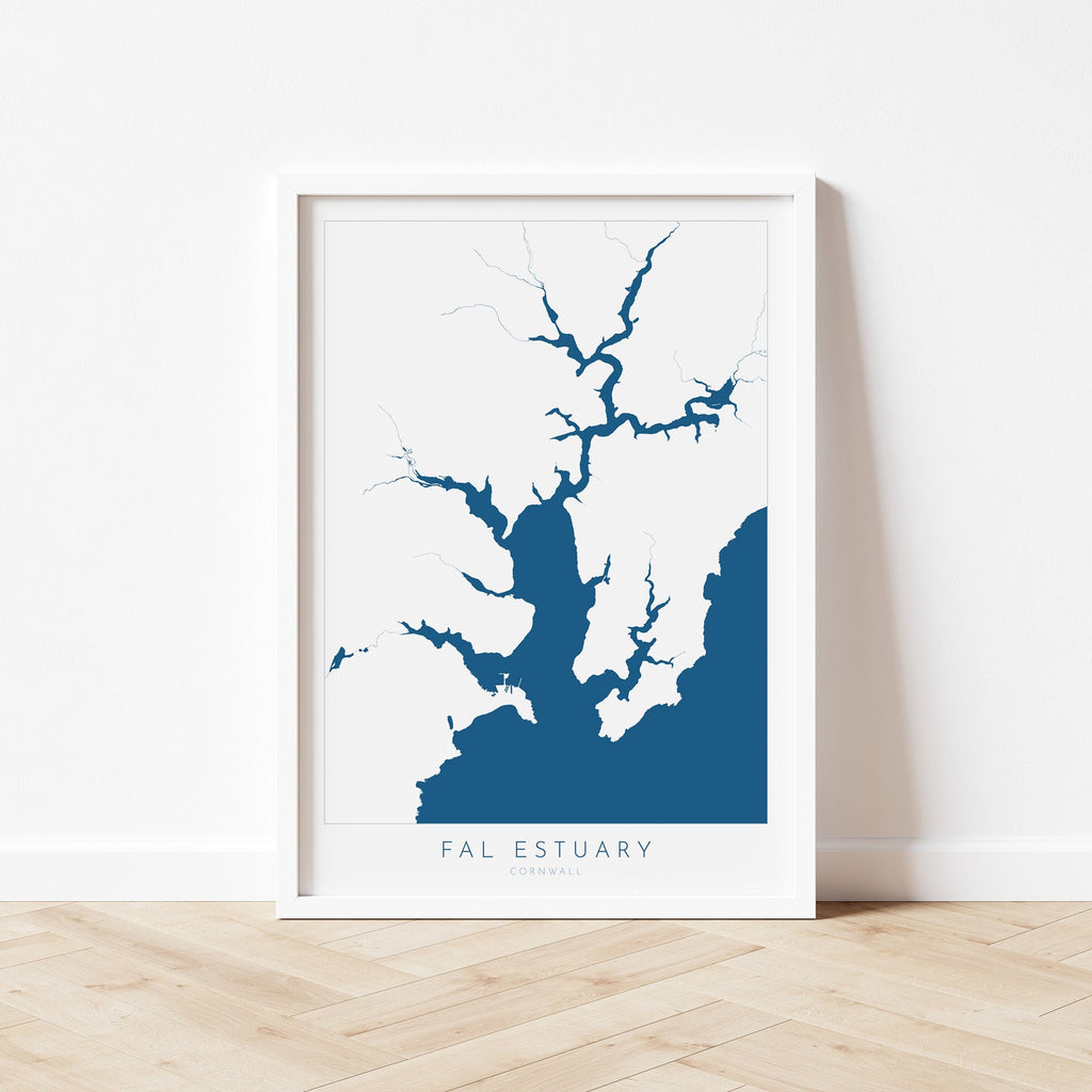 Fal Estuary Print - Cornwall Map, Falmouth Travel Poster, River Fal, South Cornwall, Cornish Coast Print, Nautical Home Decor
