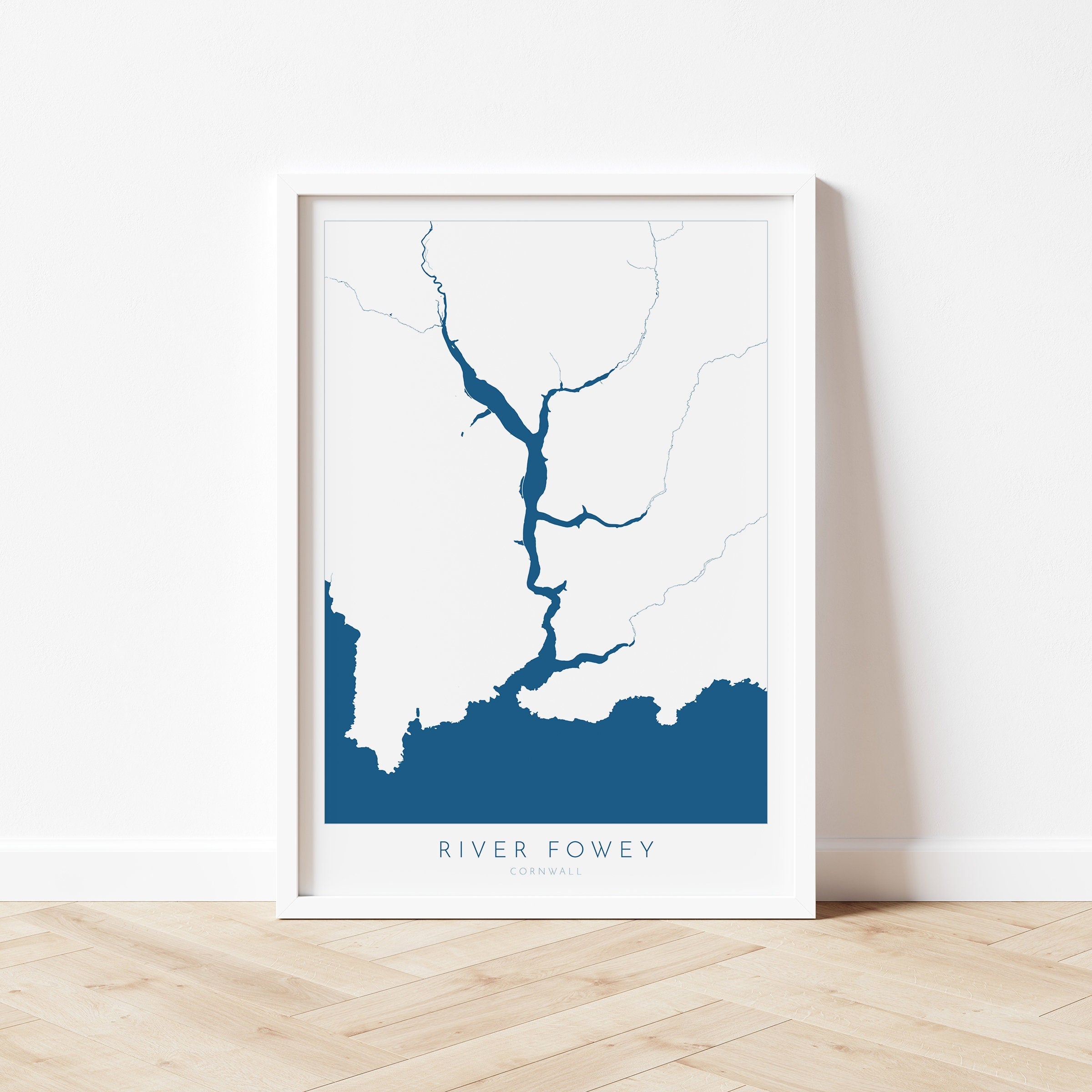River Fowey Print - Fowey Map Poster, Polruan Art, Cornwall Map, Cornish Coast Print, Nautical Home Decor