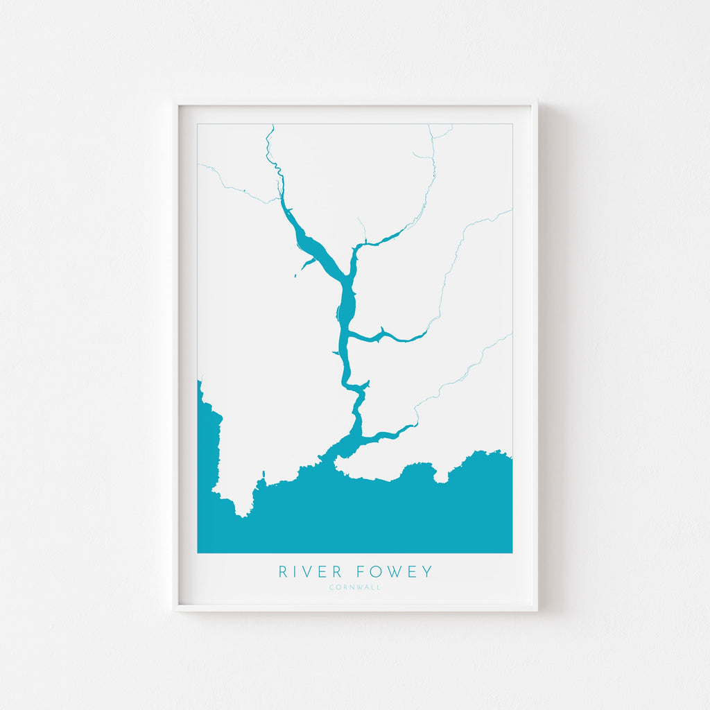 River Fowey Print - Fowey Map Poster, Polruan Art, Cornwall Map, Cornish Coast Print, Nautical Home Decor
