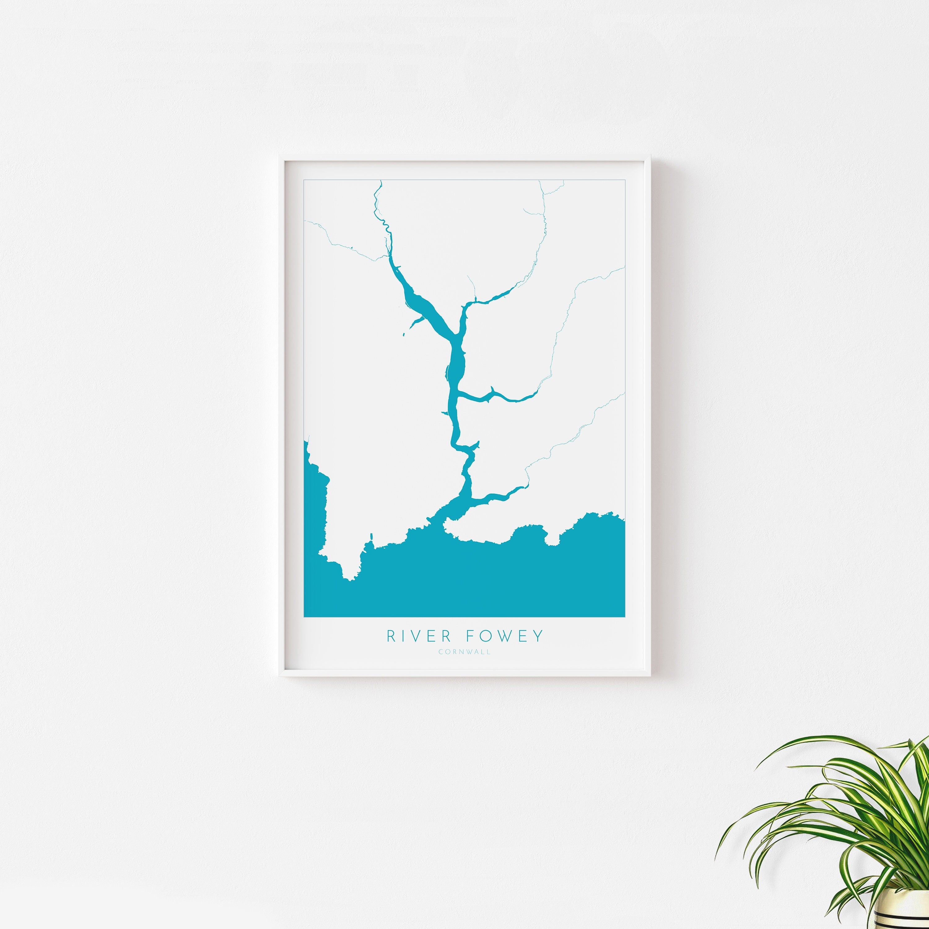 River Fowey Print - Fowey Map Poster, Polruan Art, Cornwall Map, Cornish Coast Print, Nautical Home Decor