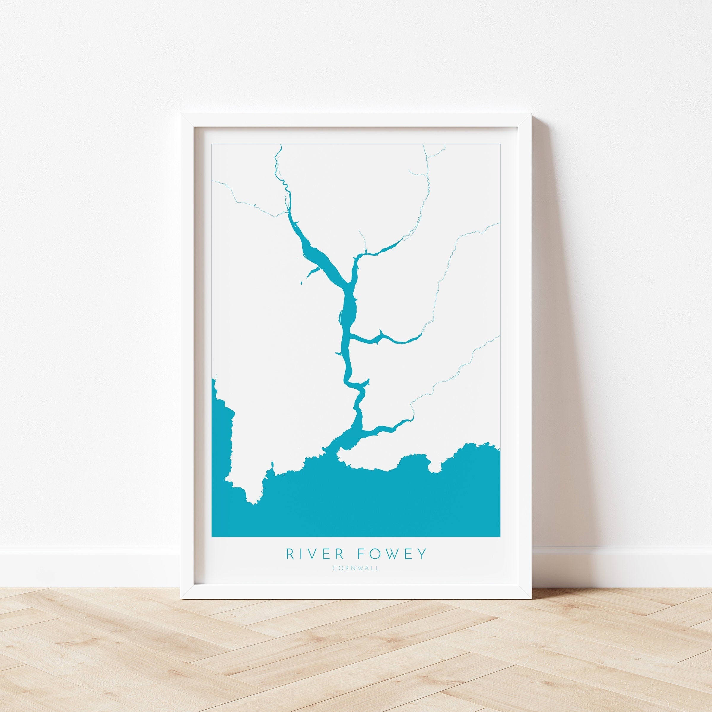 River Fowey Print - Fowey Map Poster, Polruan Art, Cornwall Map, Cornish Coast Print, Nautical Home Decor