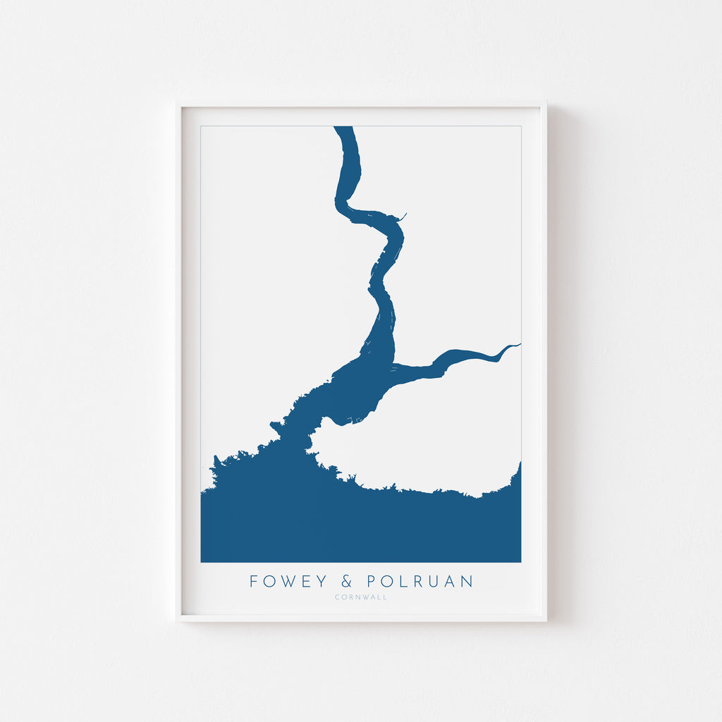 Fowey Print - Polruan Map Poster, River Fowey Art, Cornwall Map, Cornish Coast Print, Nautical Home Decor