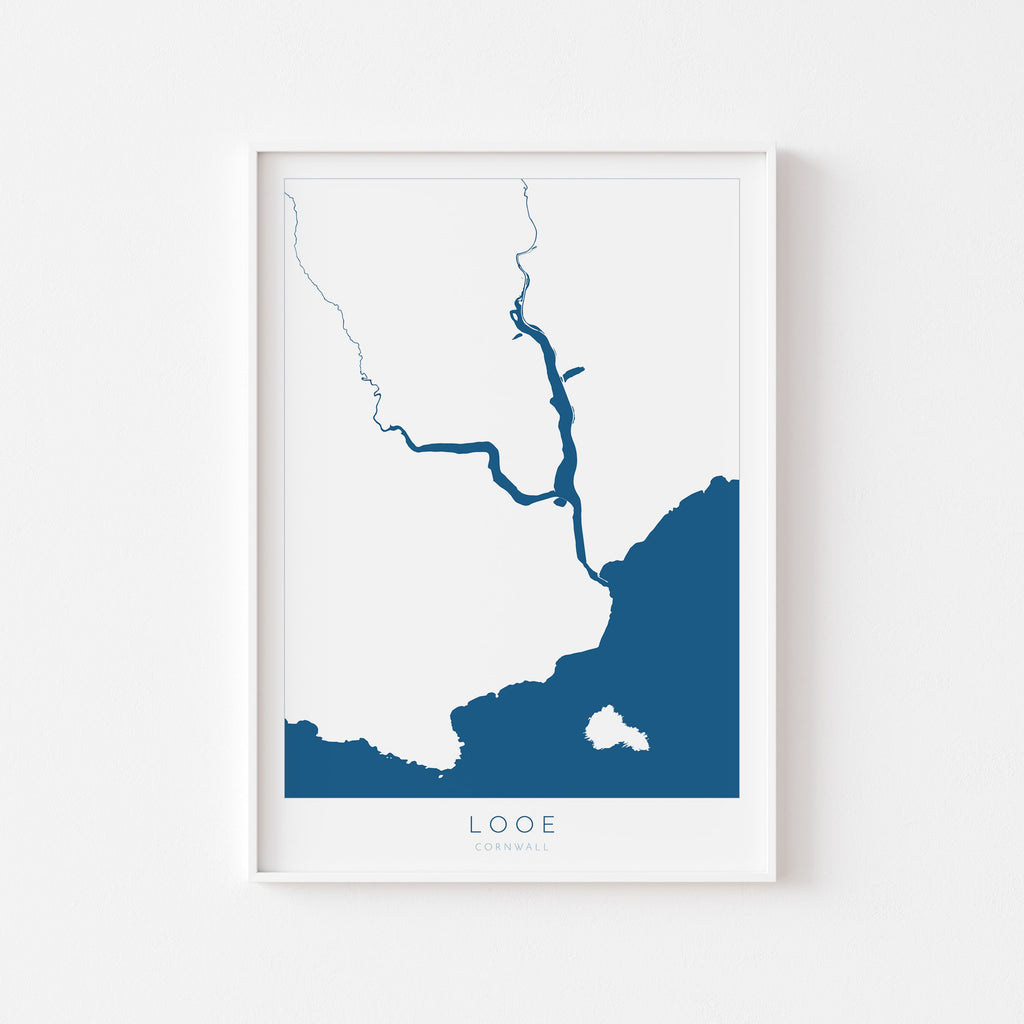 Looe Print - Cornwall Map, Looe Travel Poster, Looe River, South Cornwall, Cornish Coast Print, Nautical Home Decor