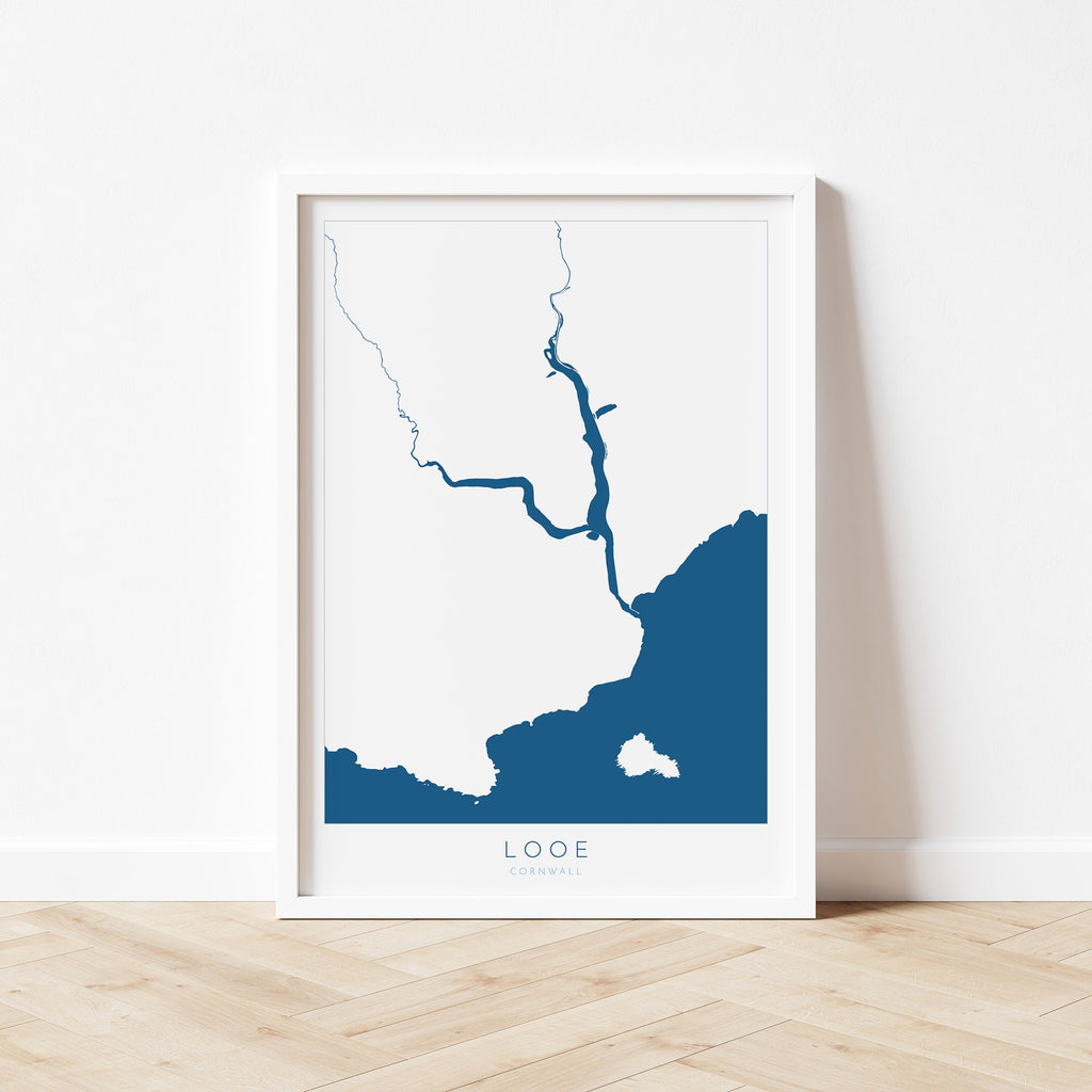 Looe Print - Cornwall Map, Looe Travel Poster, Looe River, South Cornwall, Cornish Coast Print, Nautical Home Decor