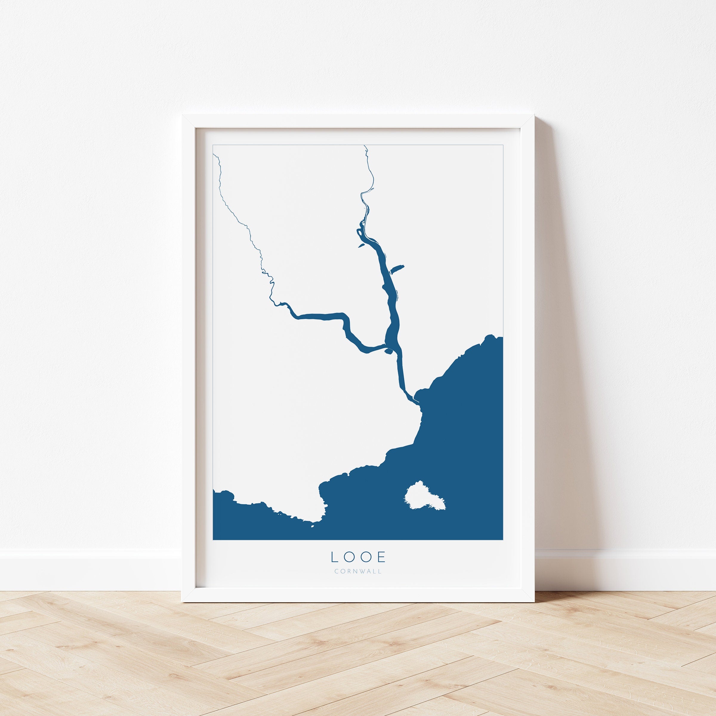 Looe Print - Cornwall Map, Looe Travel Poster, Looe River, South Cornwall, Cornish Coast Print, Nautical Home Decor