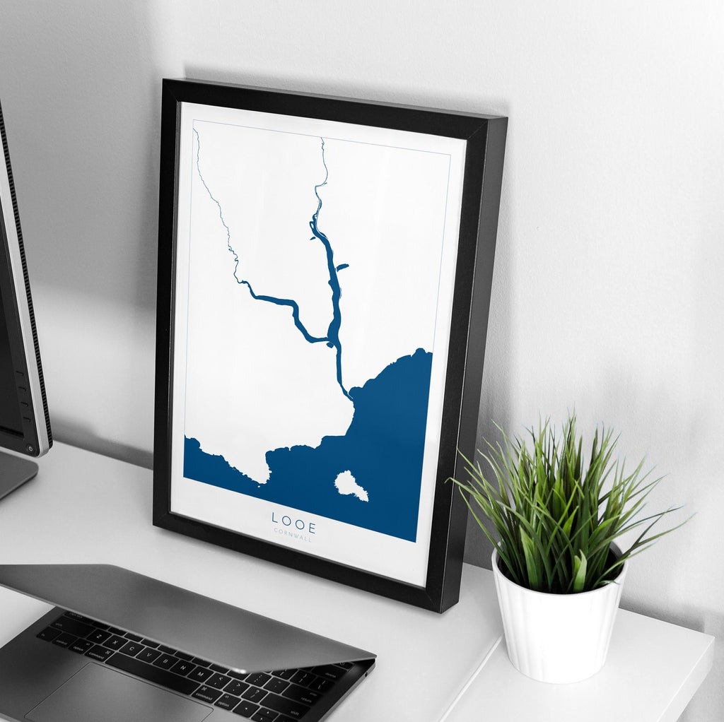 Looe Print - Cornwall Map, Looe Travel Poster, Looe River, South Cornwall, Cornish Coast Print, Nautical Home Decor